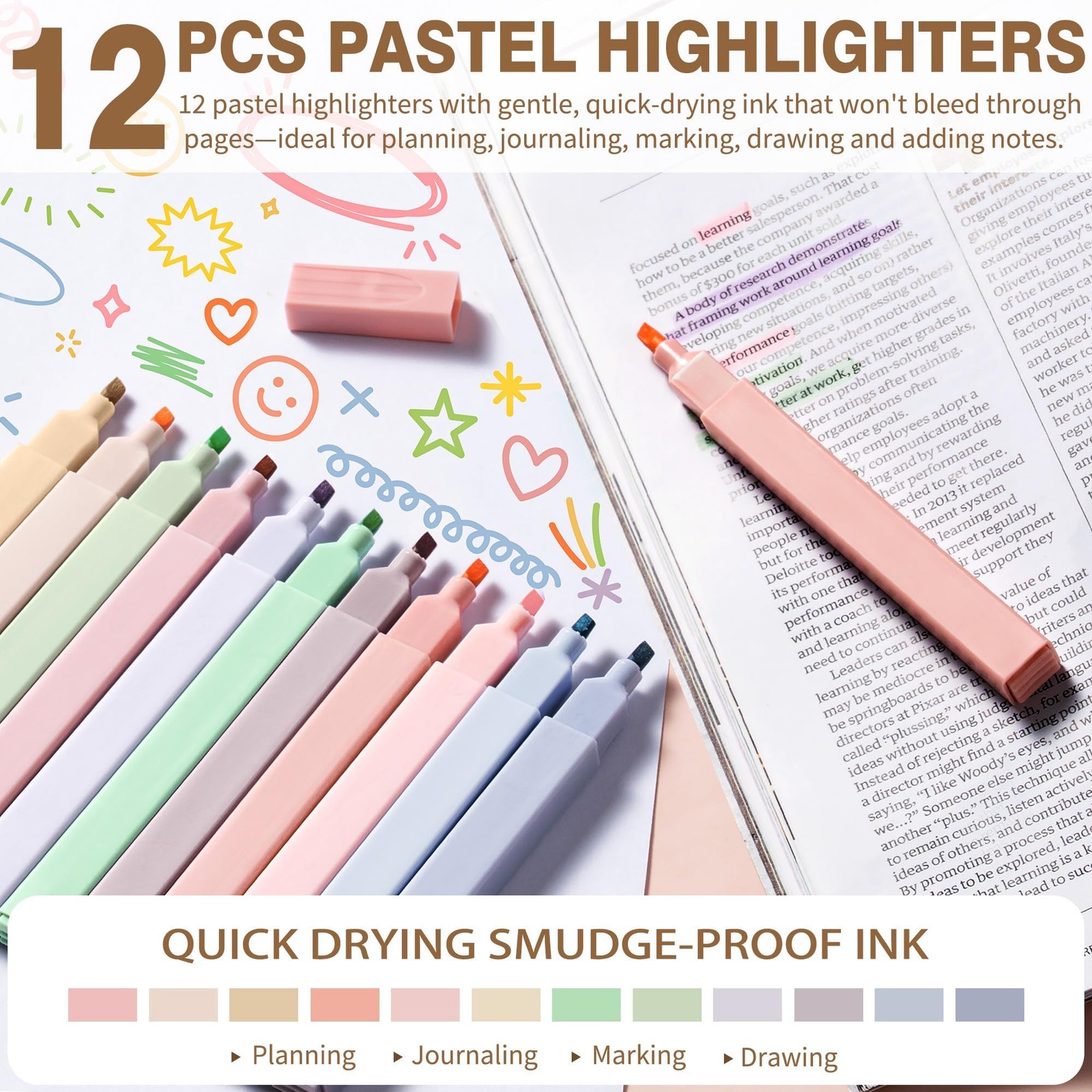 62 PCS Aesthetic School Supplies Set Pencil Case Highlighters Gel Pens
