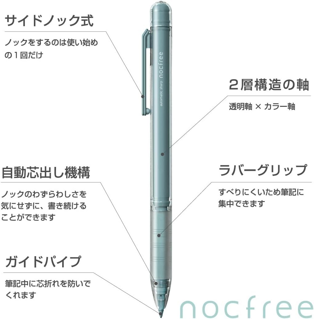 Sun-Star Automatic Sharp Nok-Free Mechanical Pencil 0.5mm Coral Red S4483189