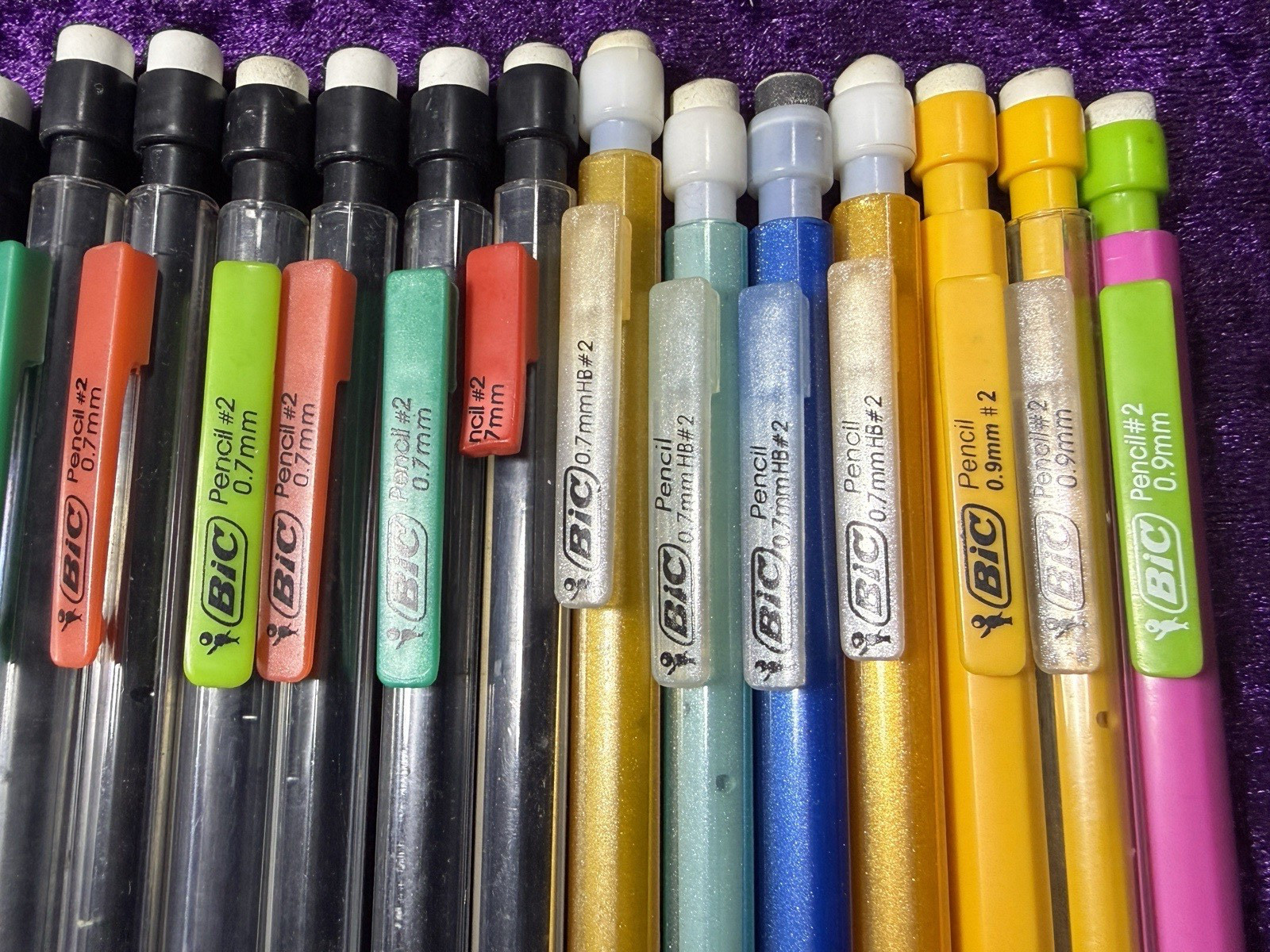 Bic Mechanical Pencil Lot 0.7mm 0.9mm Assorted Sparkle Clear Xtra Smooth