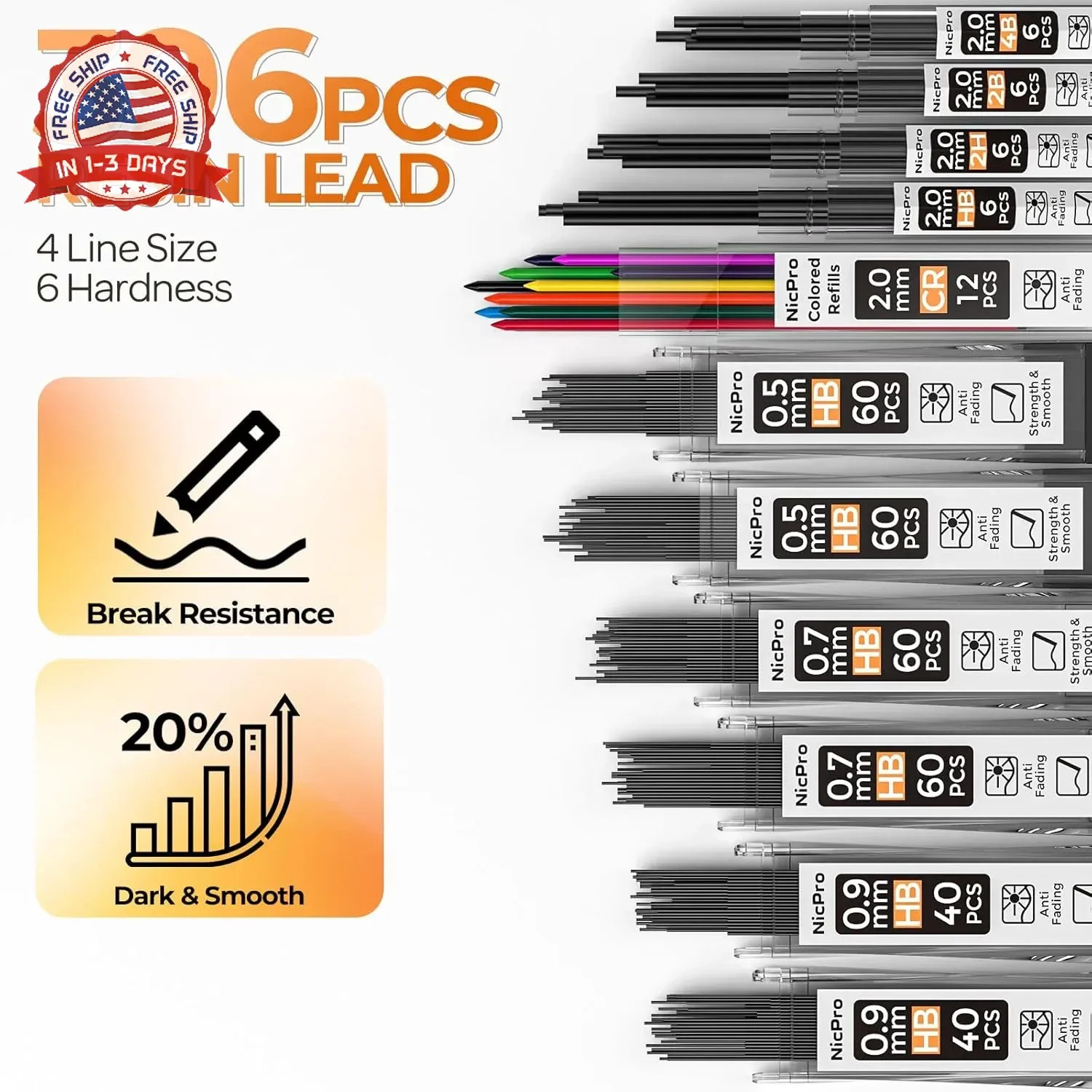 Nicpro 22PCS Metal Mechanical Pencil Set in Case, Art Drafting Pencil 0.5, 0.7,