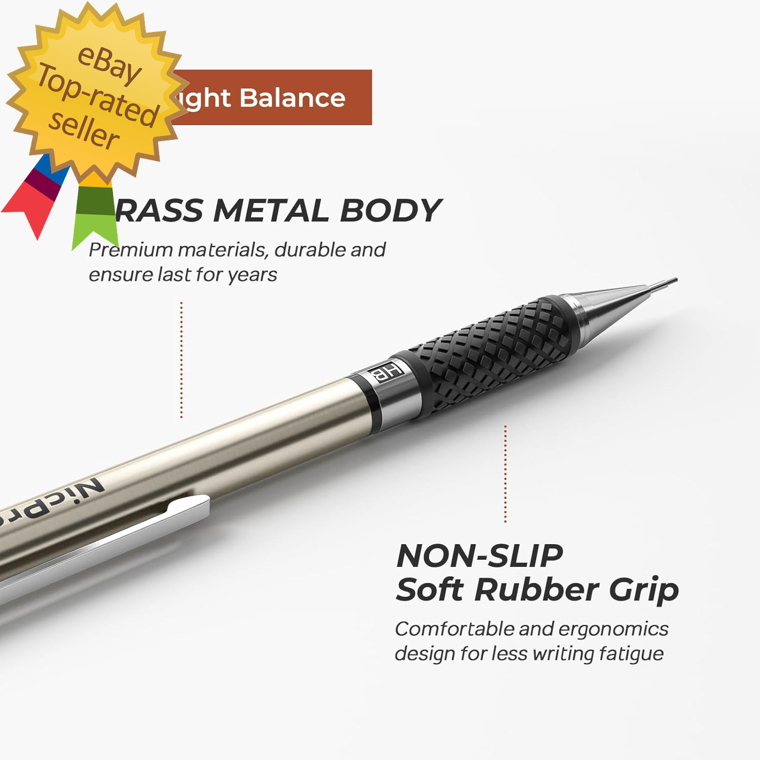 6PCS Art Mechanical Pencil Set, 3PCS Metal Drafting Pencil 0.5 Mm & 0.7 Mm & 0.9