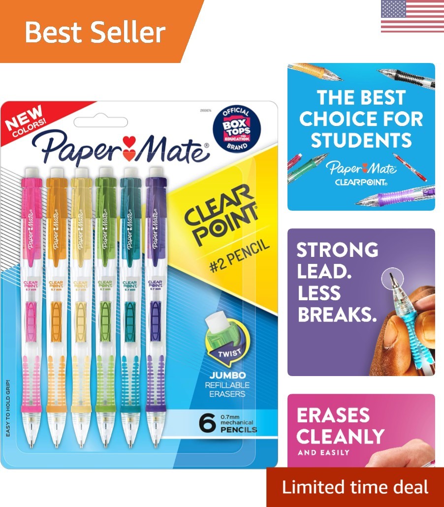 Clearpoint Mechanical Pencils, 0.7mm HB Pencils, Assorted Barrel Colors, 6 Co…