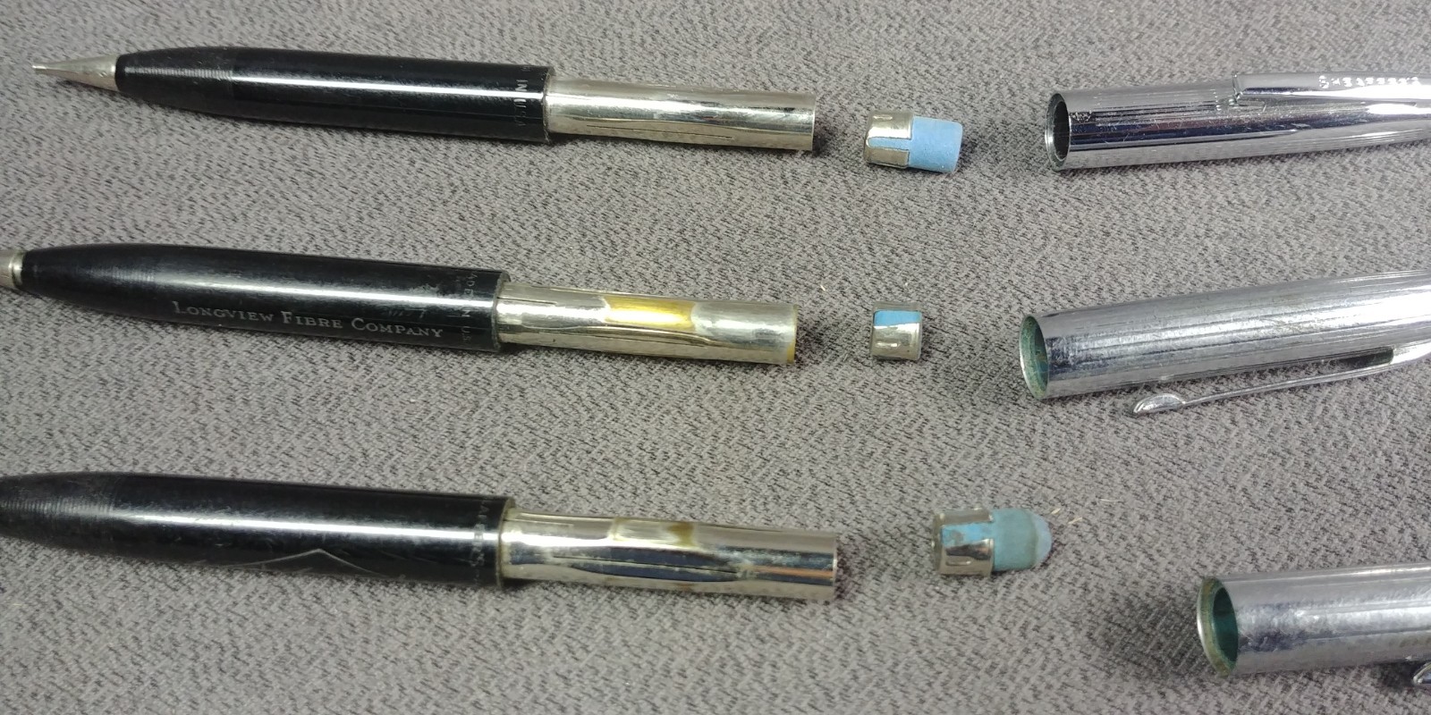 3 1950s+ Sheaffers Mechanical Pencil Right COOP Supply Service Longview Fibre