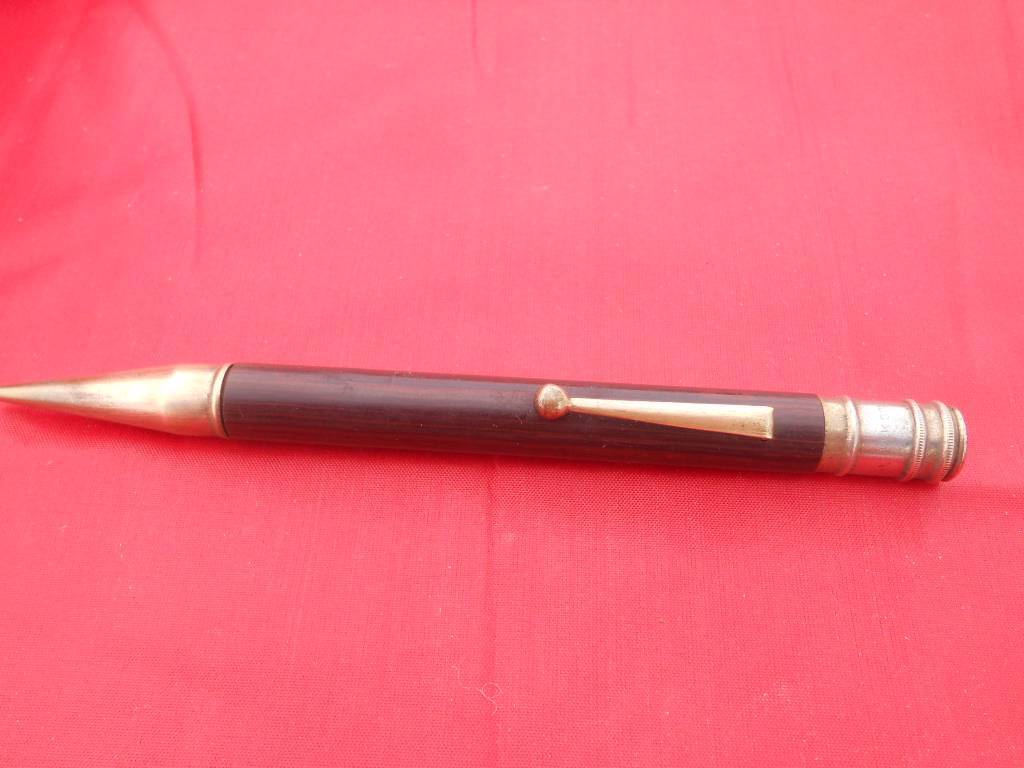 MECHANICAL PENCIL 5″ 1.1MM:HARD ERASER BROWN WITH RED TINTS QUITE OLD! #3680