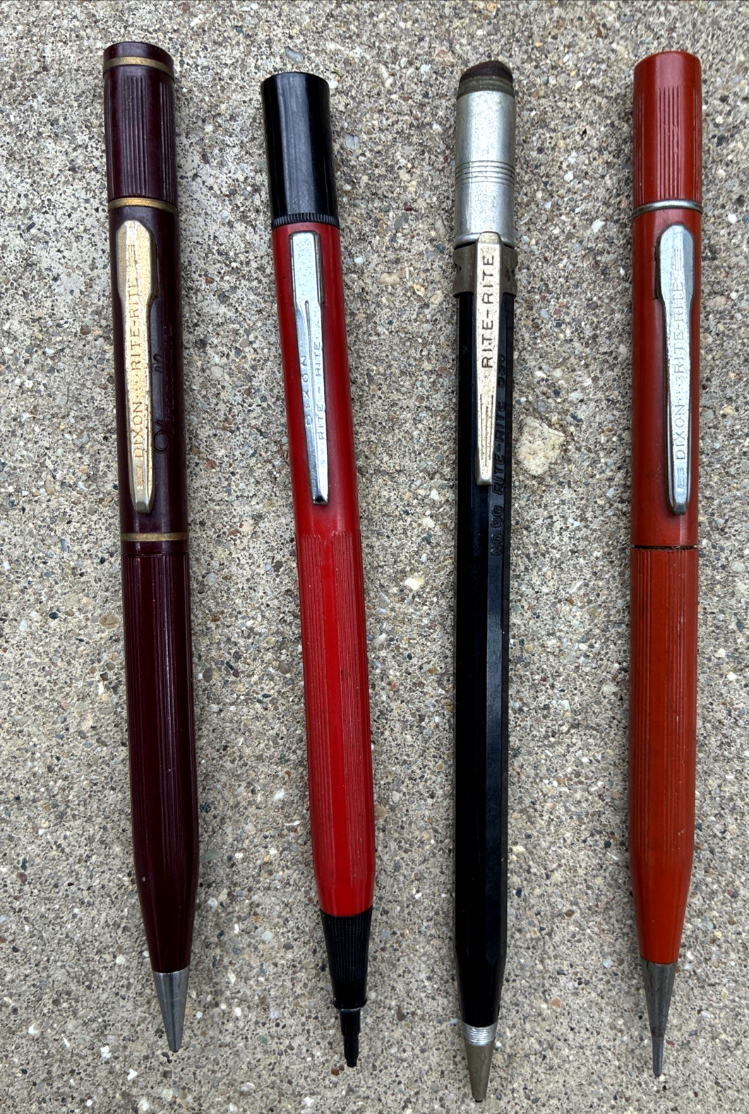 Mixed Lot of 4 Vintage Dixon Rite-Rite Mechanical Pencils For Parts or Repair