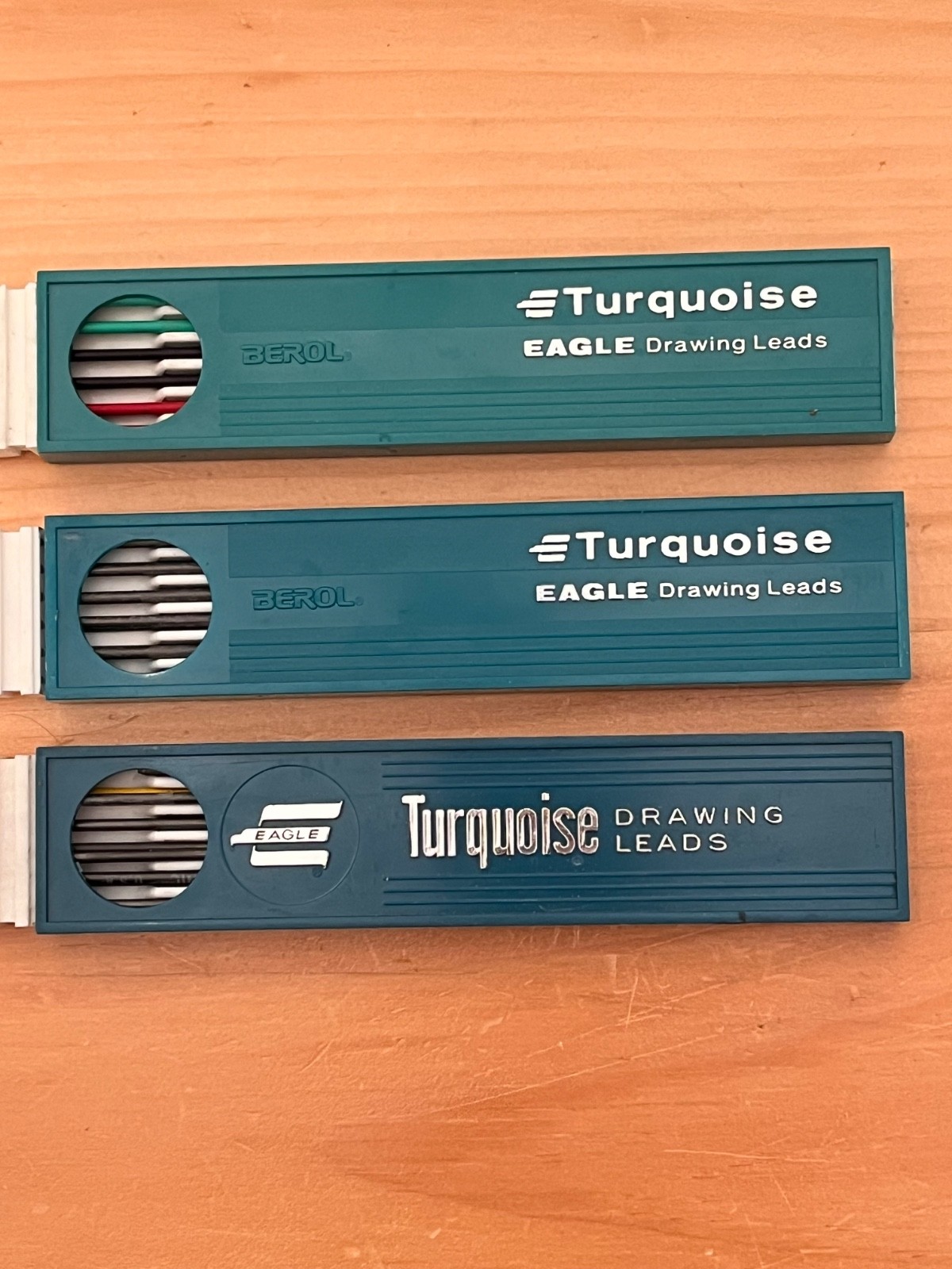 Lot of 3 Vintage Berol/Eagle Turquoise Drawing Leads Variety 3H, HB, HB – READ