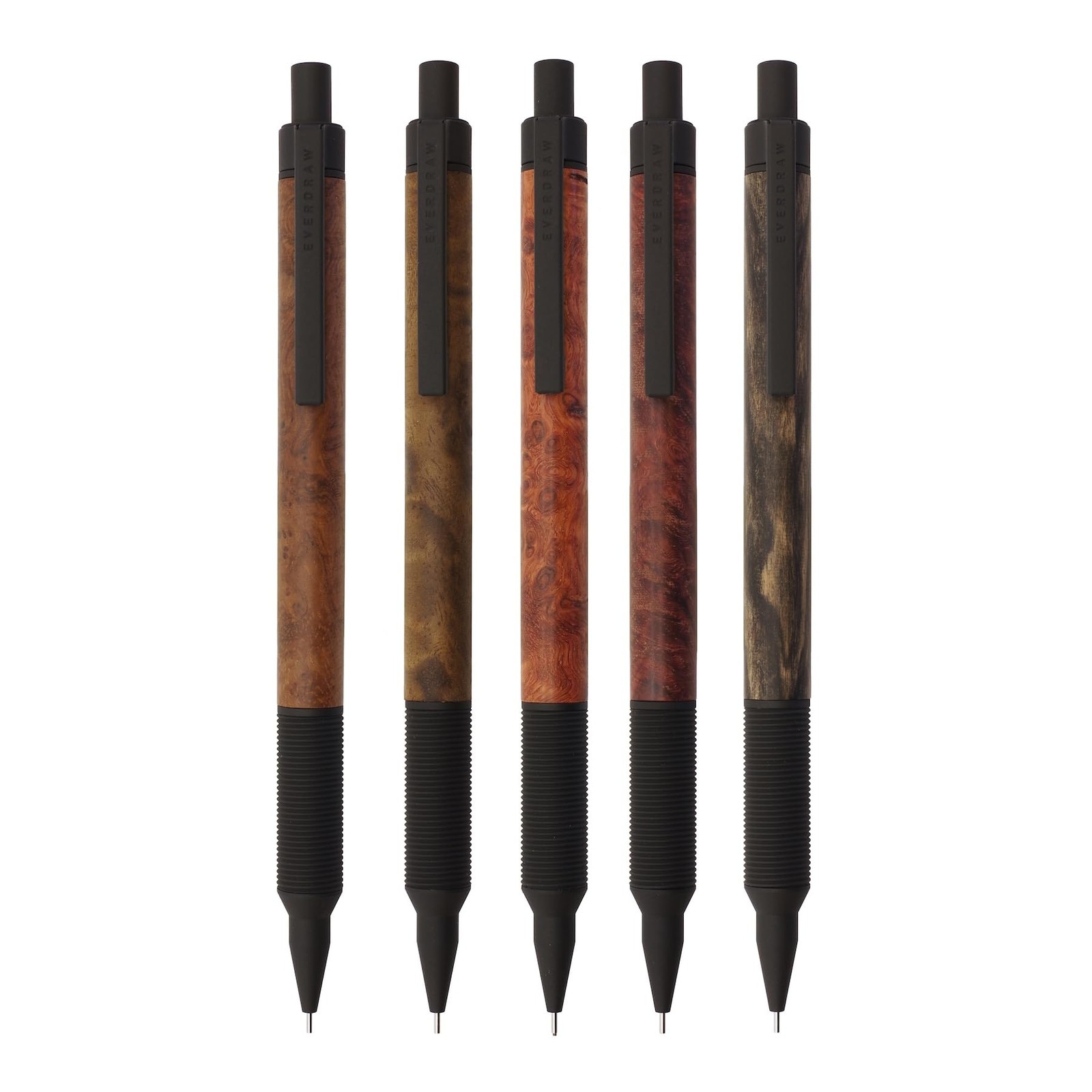 Everdraw mechanical pencil, fine wood finish, matte black, 0.5mm, rosewood, LDWB