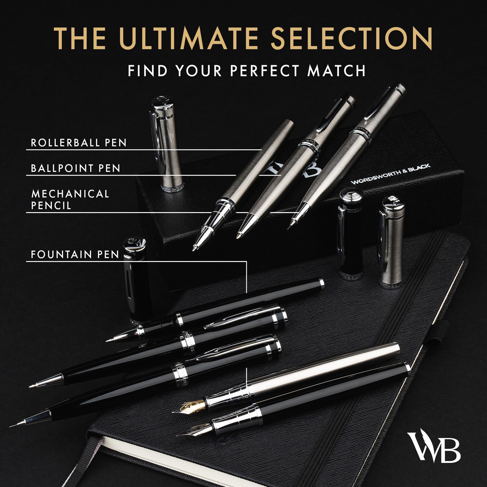 Wordsworth and Black Mechanical Pencil Graphite Lead- Stunning Luxury Metal P…