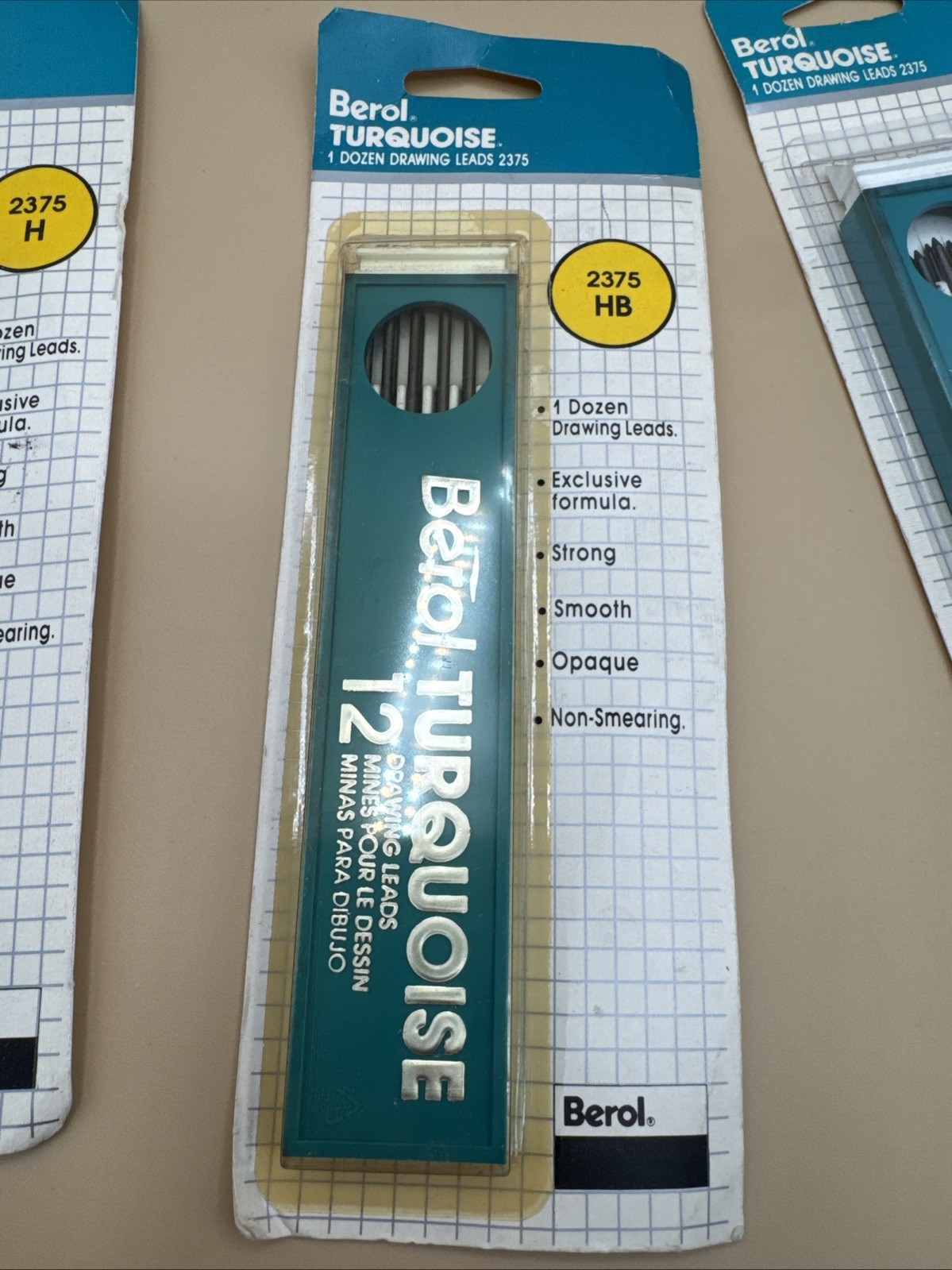 Berol Turquoise Drawing Leads Lot Of 5 Packs w/ 12 ea #2375 H 2H HB 3H NOS Bonus