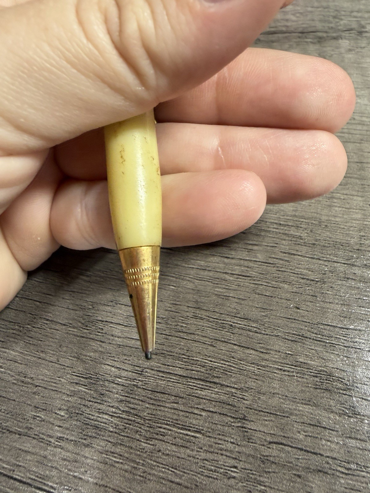 Vintage Celluloid Retractable Mechanical Pencil Christian Cross Charm Gold