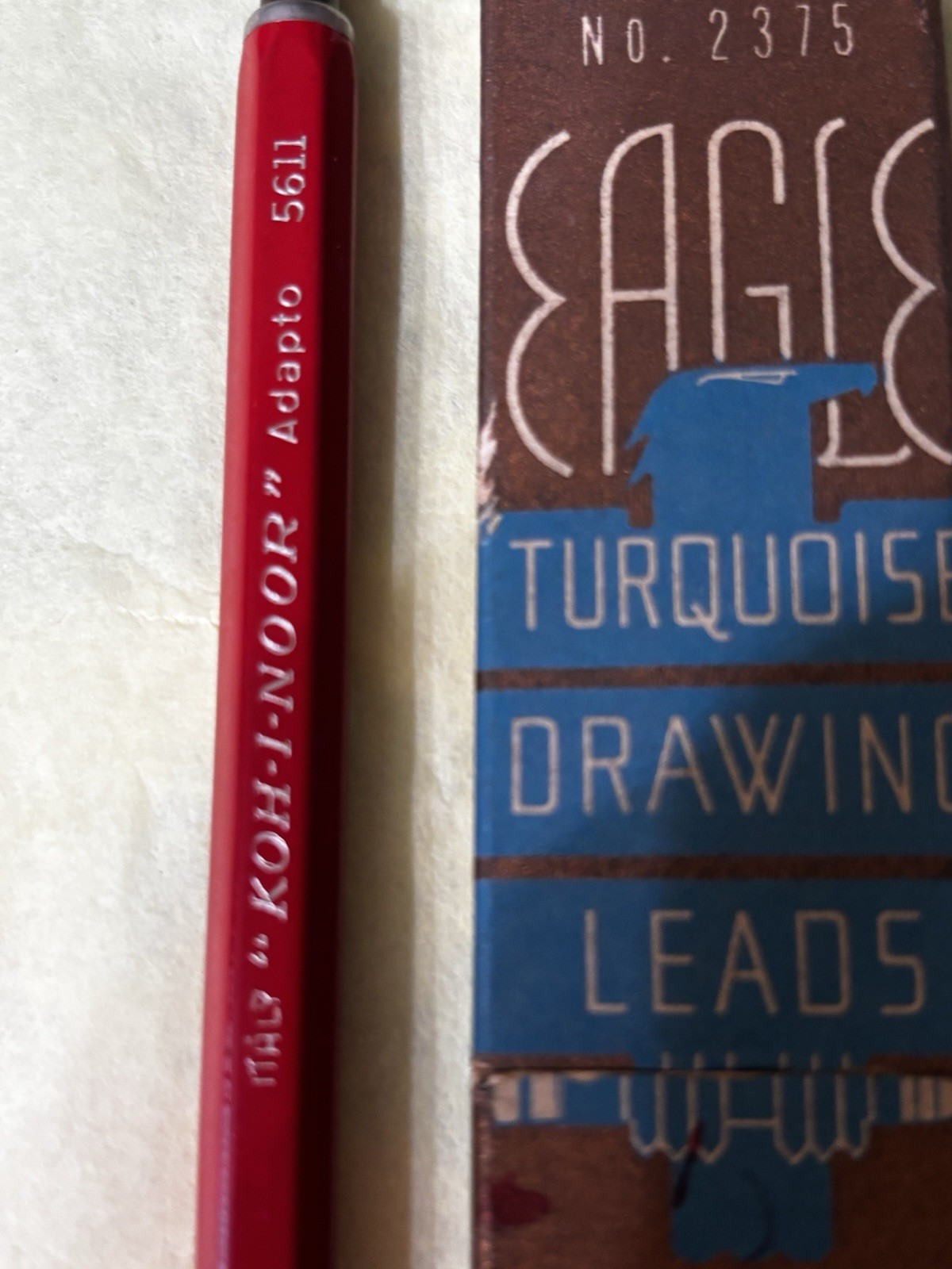 KOH-I-NOOR Adapto 5611 Italy w/ Box Of Eagle Turquoise Drawing Leads 8H VTG