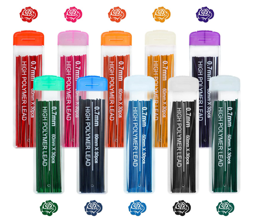10 Color Lead Refills 300 Pieces Colored Mechanical Pencil Lead Refills for Home
