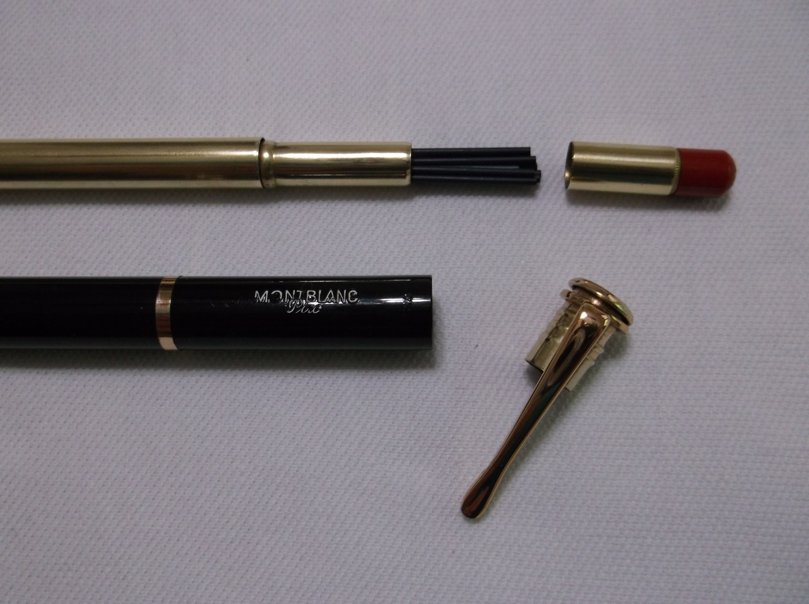 MONTBLANC PIX # 372 BLACK MECHANCIAL PENCIL WITH RED PUSH BUTTON/ 1.18 mm lead