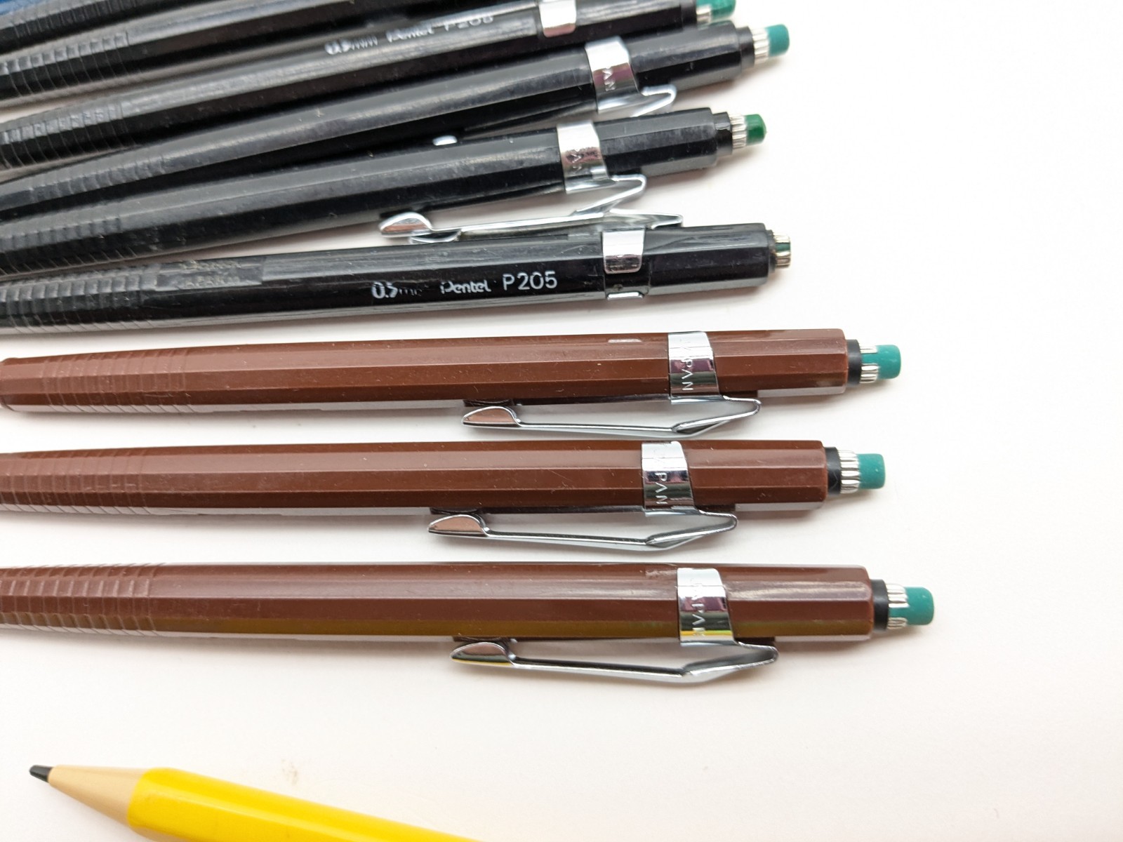 Pentel mechanical pencil p203 Brown 0.3mm Black Pencil p205 05mm lot of 10