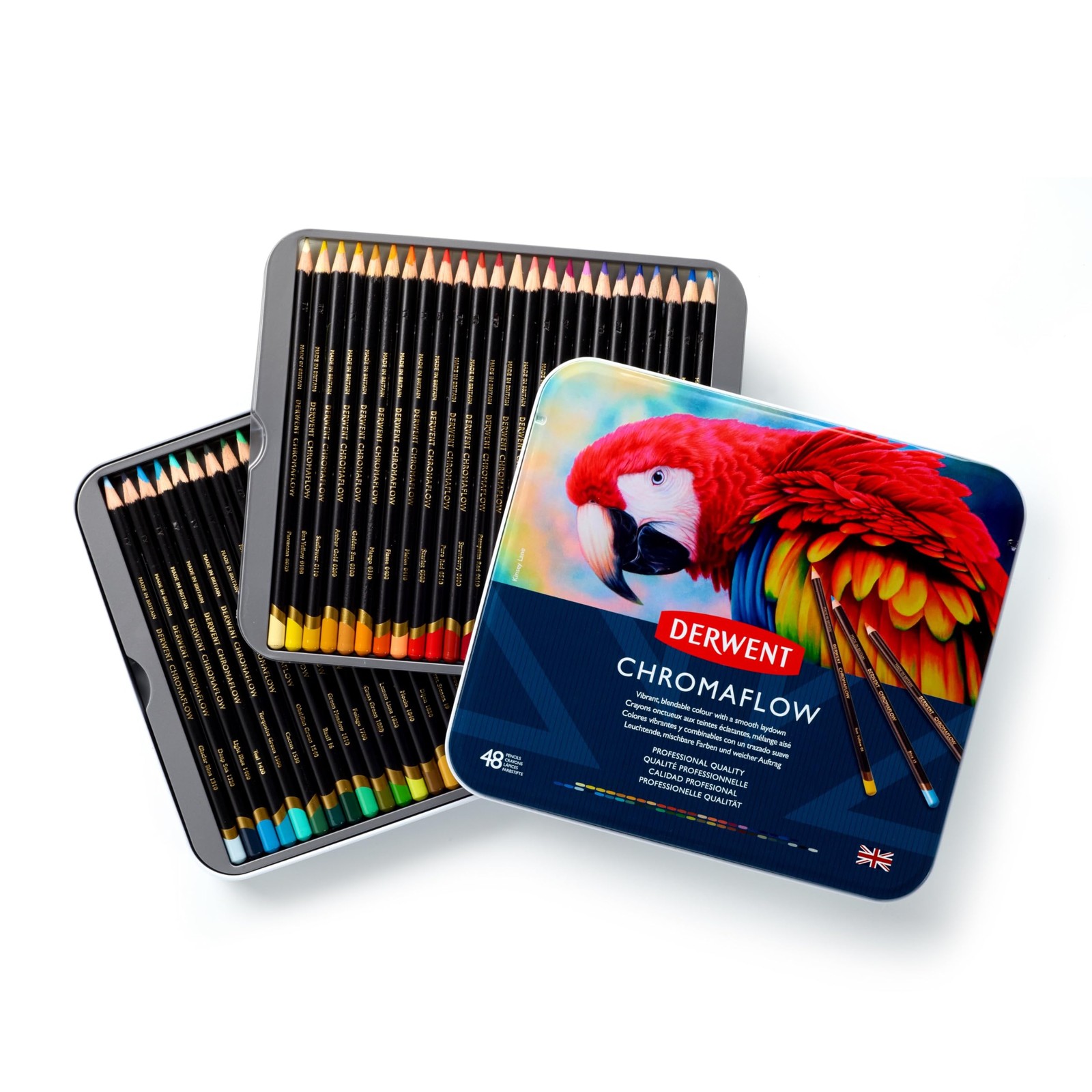 Derwent Chromaflow Colored Pencils Tin, Set 48 Count (Pack of 1), Multicolor
