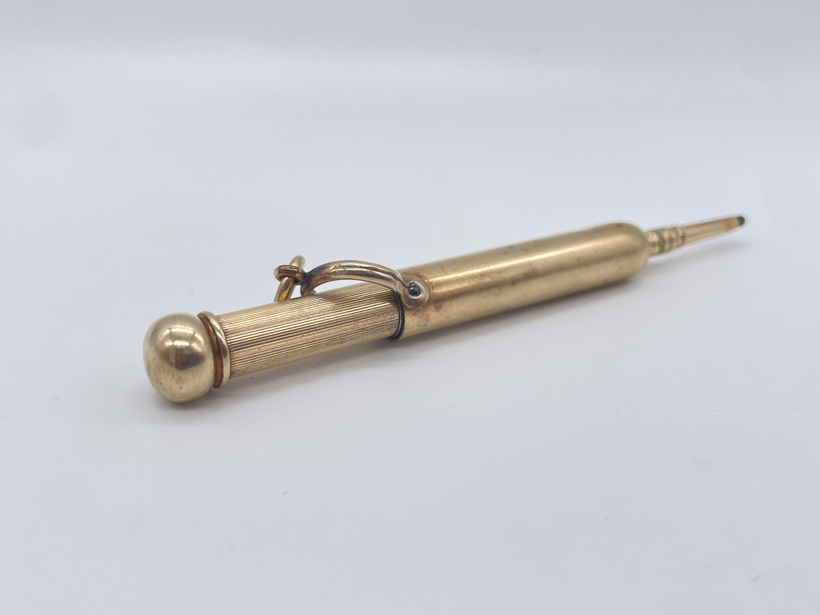 Antique W S Hicks NY 10k Yellow Gold Plate Propelling Chatelaine Pencil Works