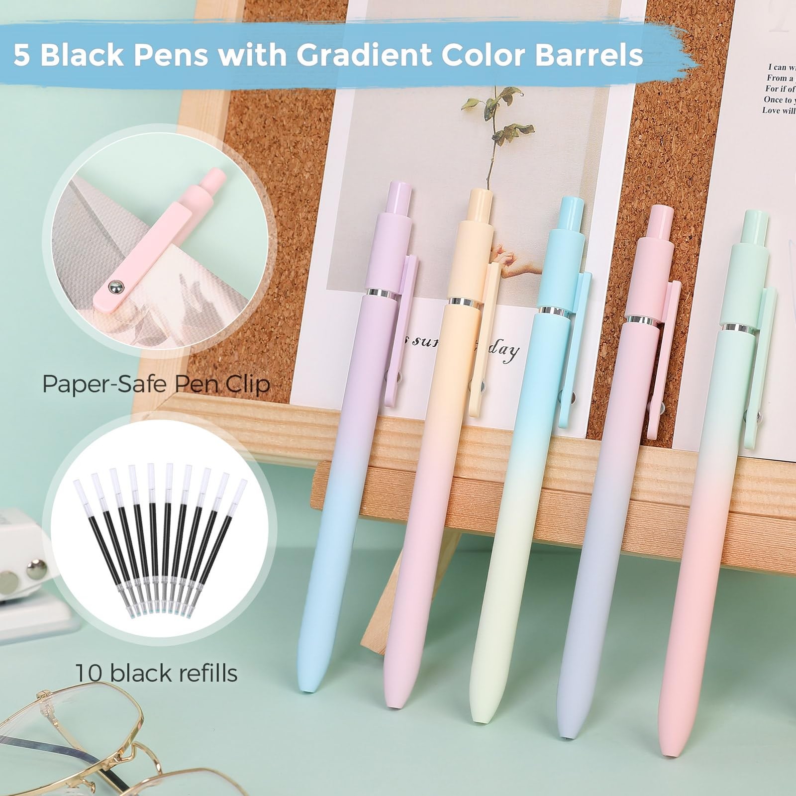 Aesthetic School Supplies Stationery Kit Pen Case Pastel Highlighters Blue