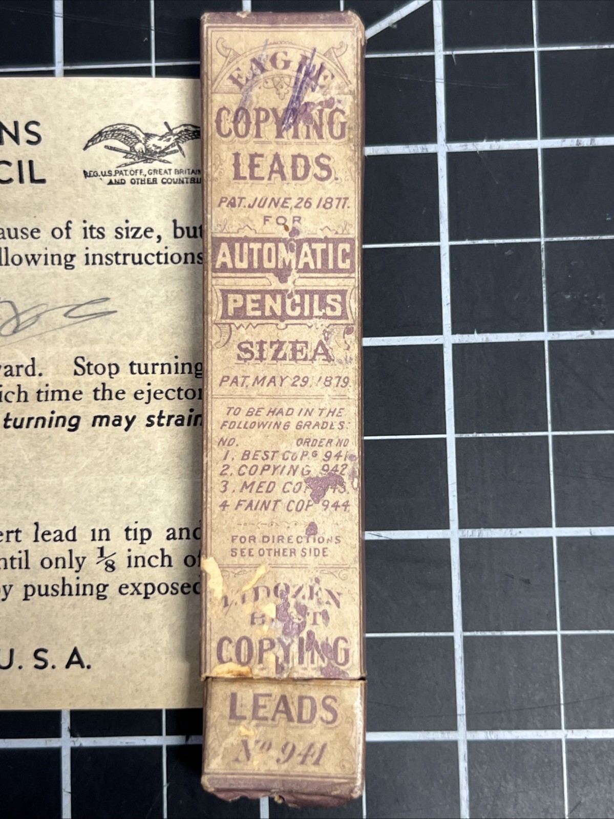 1929 Popeye Mechanical Pencil Eagle Company Original Box 944 Copying Leads 1920s