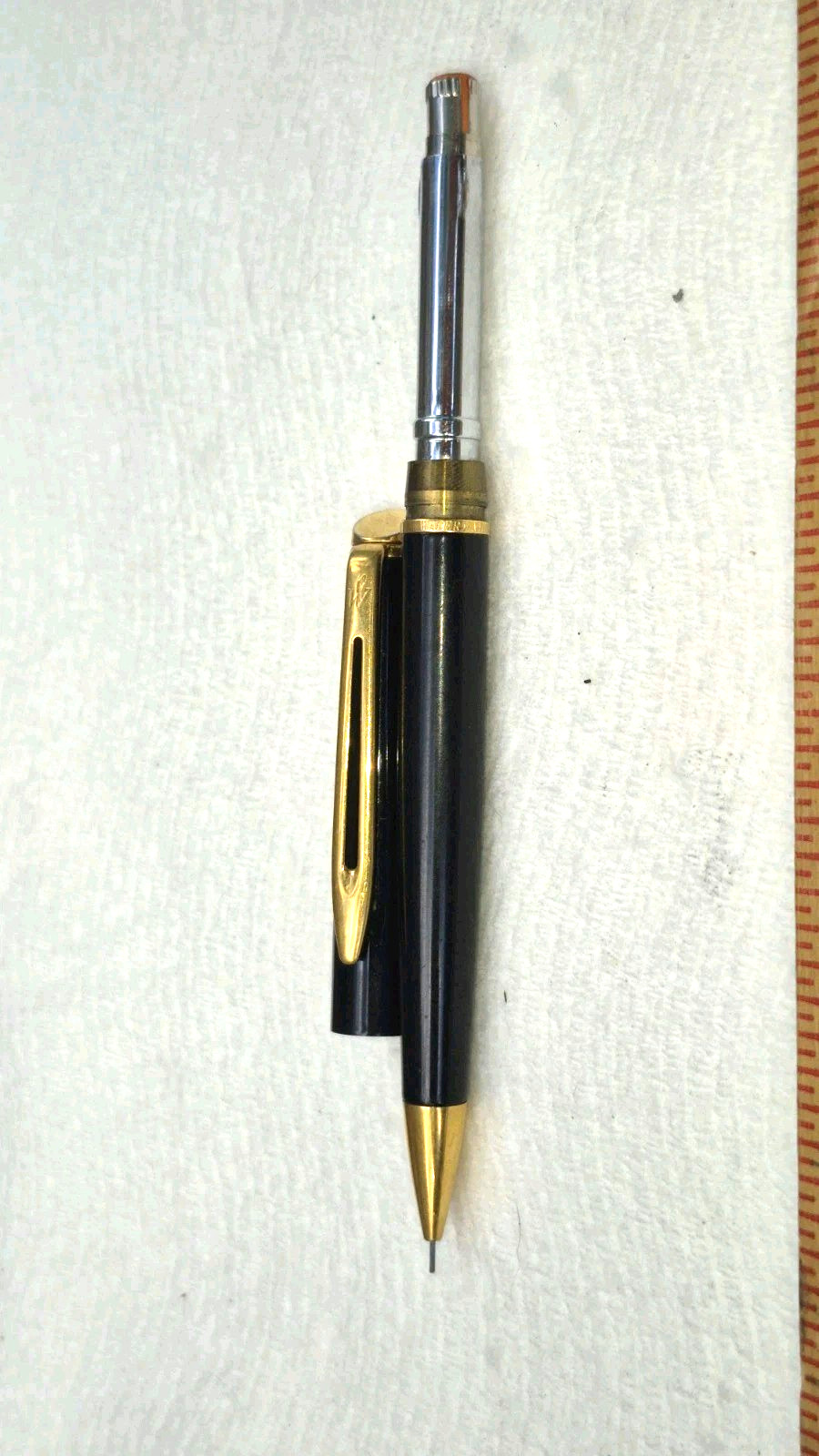 “WATERMAN * France” Black with Polished Brass Trim Working Mech Pencil