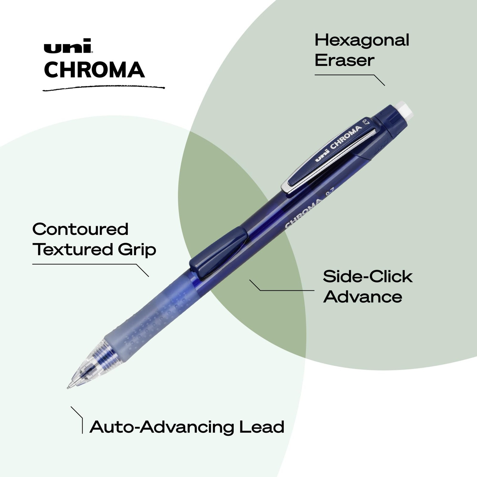uni ball CHROMA Mechanical Pencils 0.7mm Pack of 4 with Cushioned Tip