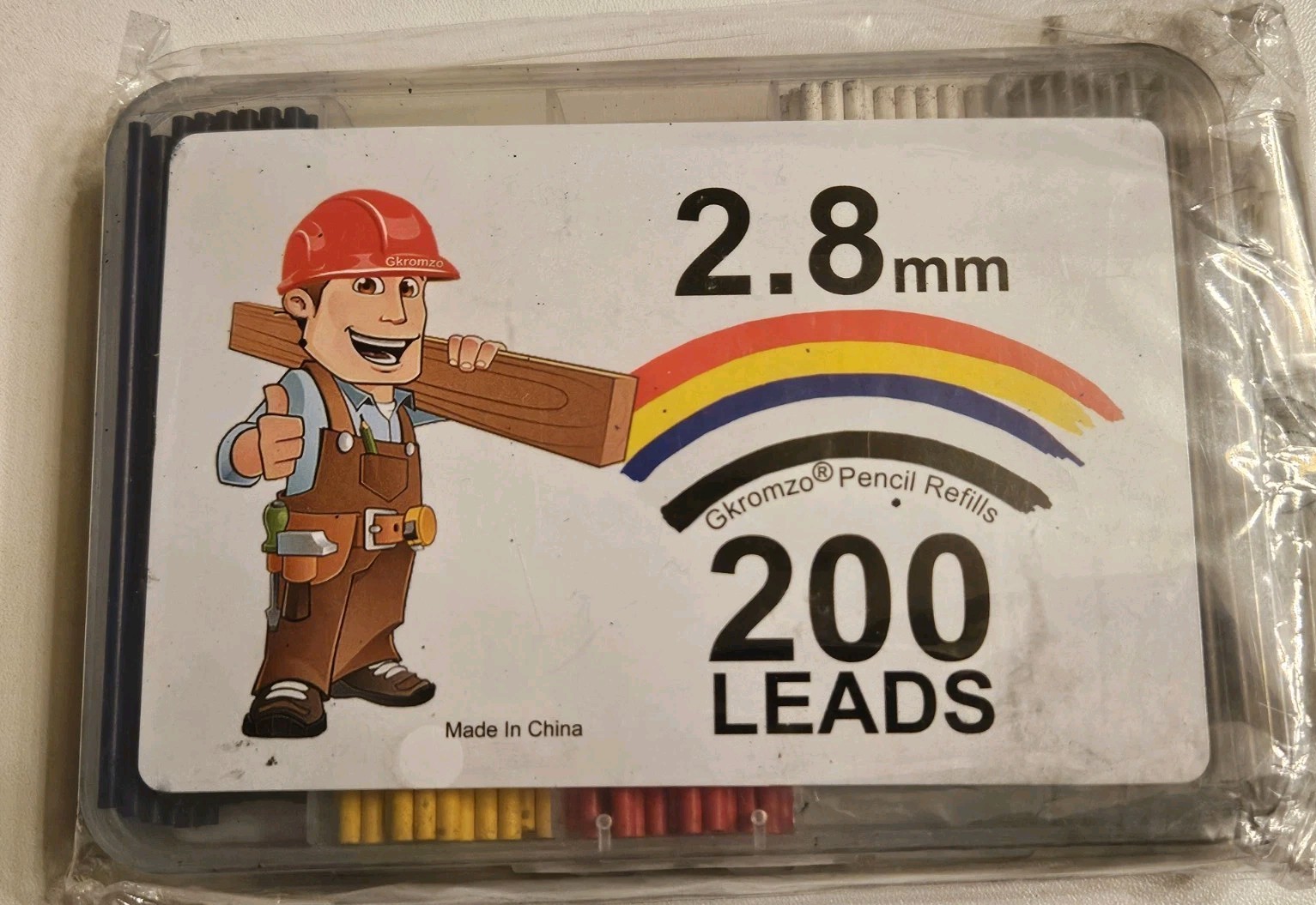 200 Colored 2.8 mm Lead Refills 5 Colors Deep Or Long Reach, Red Blue White Grey
