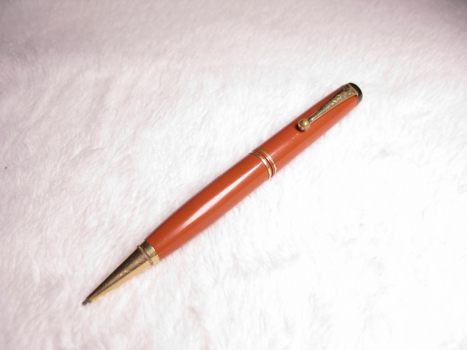 Parker Duofold Orange Vintage Mechanical Pencil Working Eraser and Lead