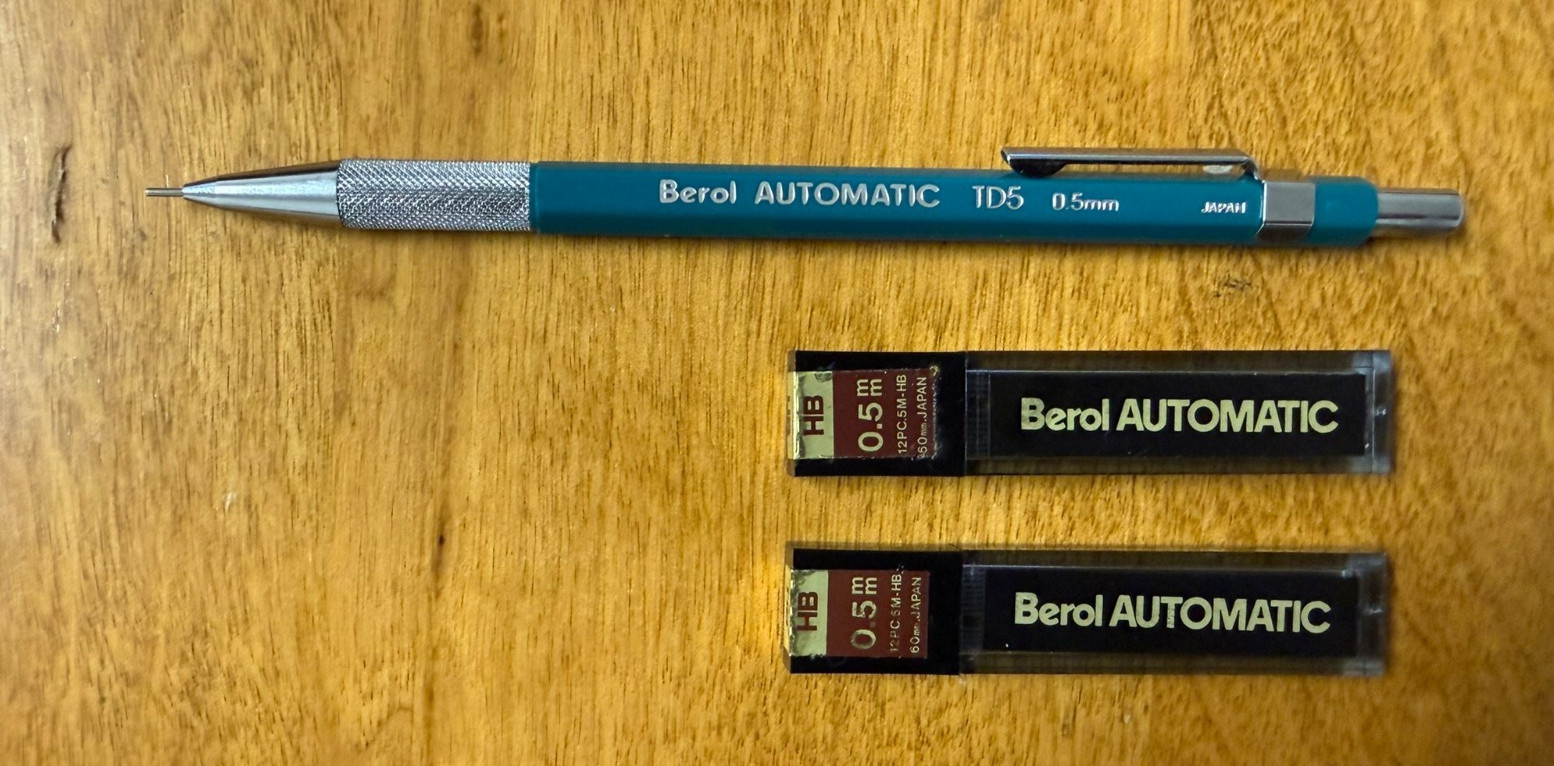Berol AUTOMATIC 0.5mm Mechanica Pencil TD-5 NOS-2 Lead refills included