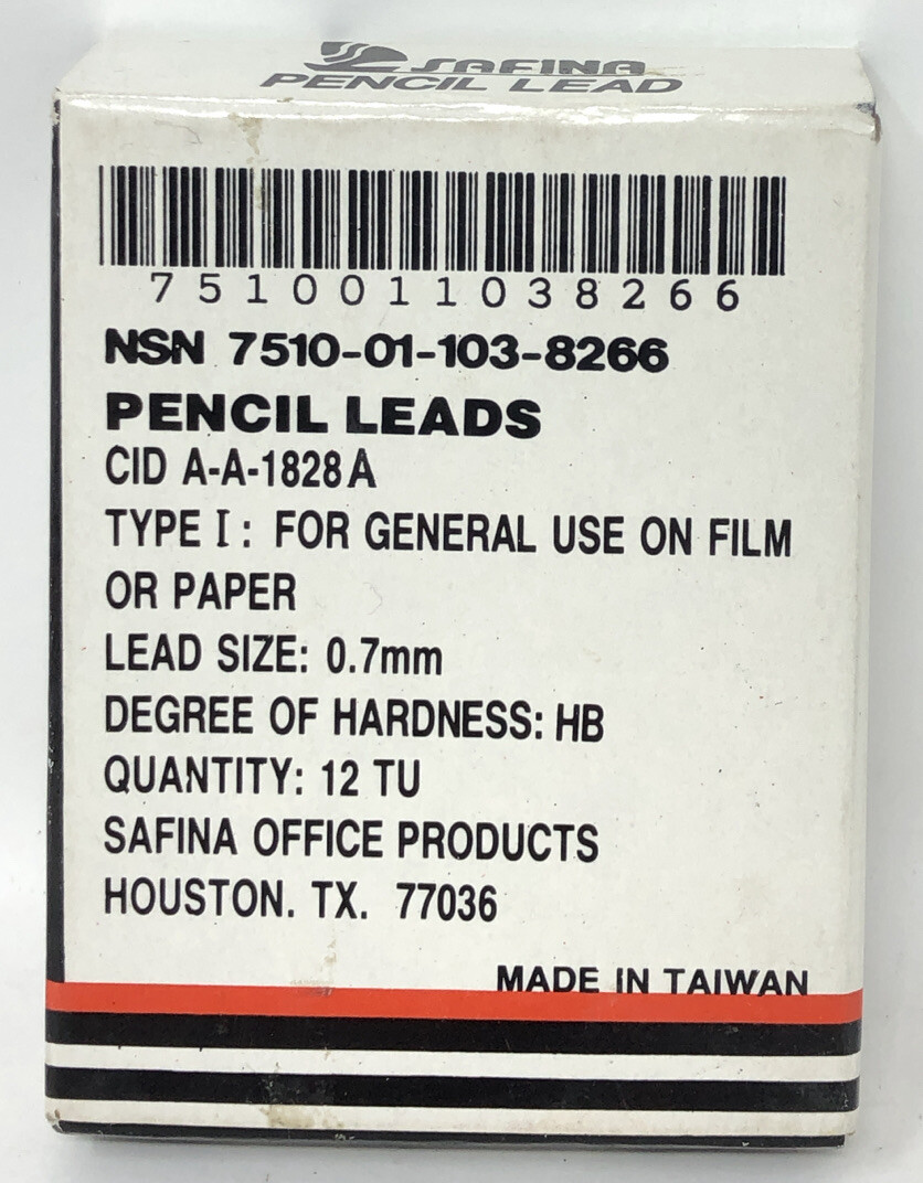 Vintage 12 Tubes — Safina Sharp Pencil Leads Refills .7mm HB NOS In Original Box