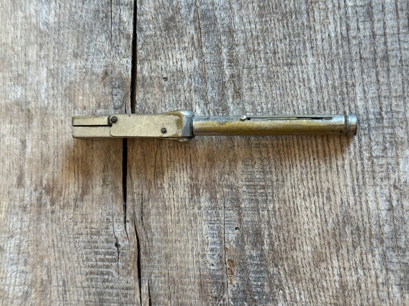 Rare vintage metal folding name stamp & pencil dip calligraphy pen all in one