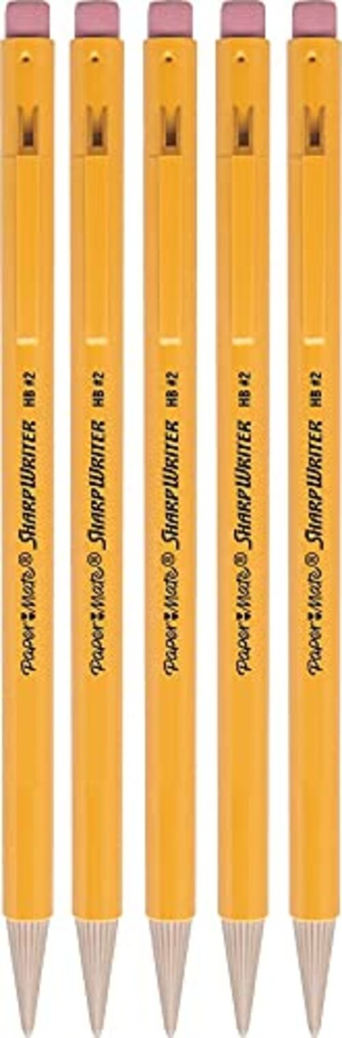 Papermate Sharpwriter Mechanical Pencil, Yellow, 5 Pencils per Pack (1 Pack)