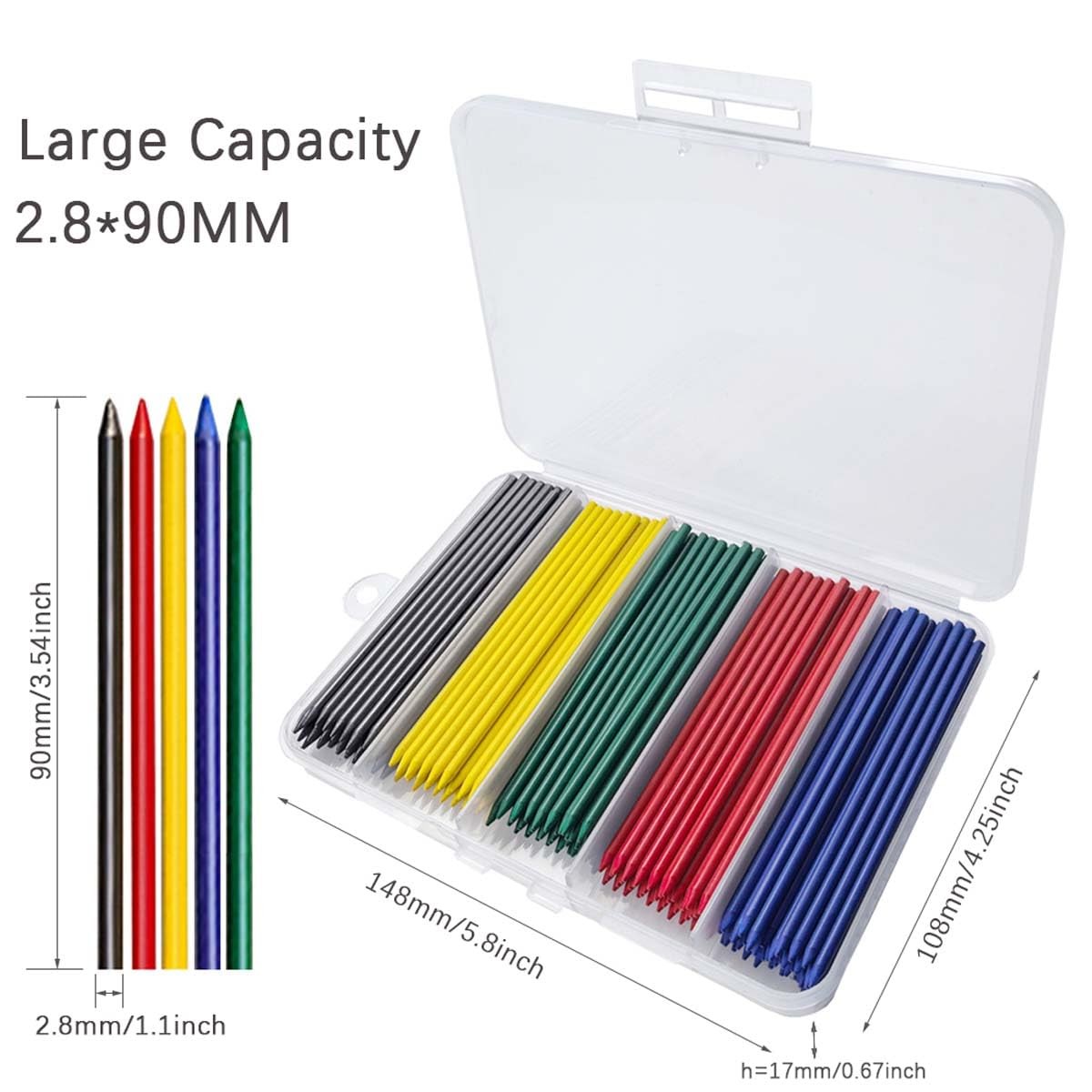 200 PCS Of Blue, Red, Green, Yellow, Black Woodworking Lead, Carpenter Pencil…