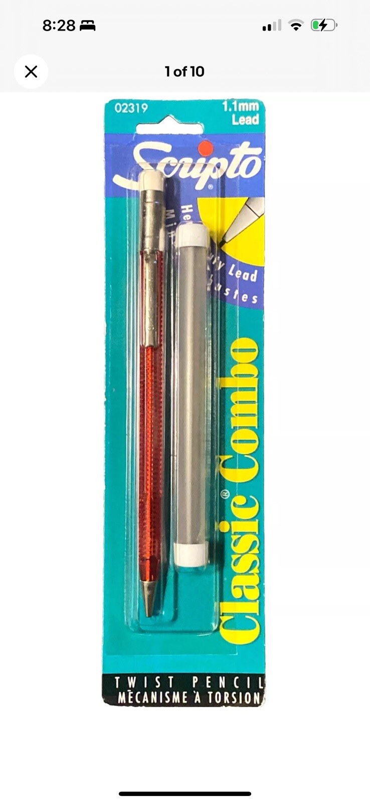 VINTAGE Classic Combo SCRIPTO Mechanical Twist Pencil 1.1 Mm w/ Lead Red 90s NEW