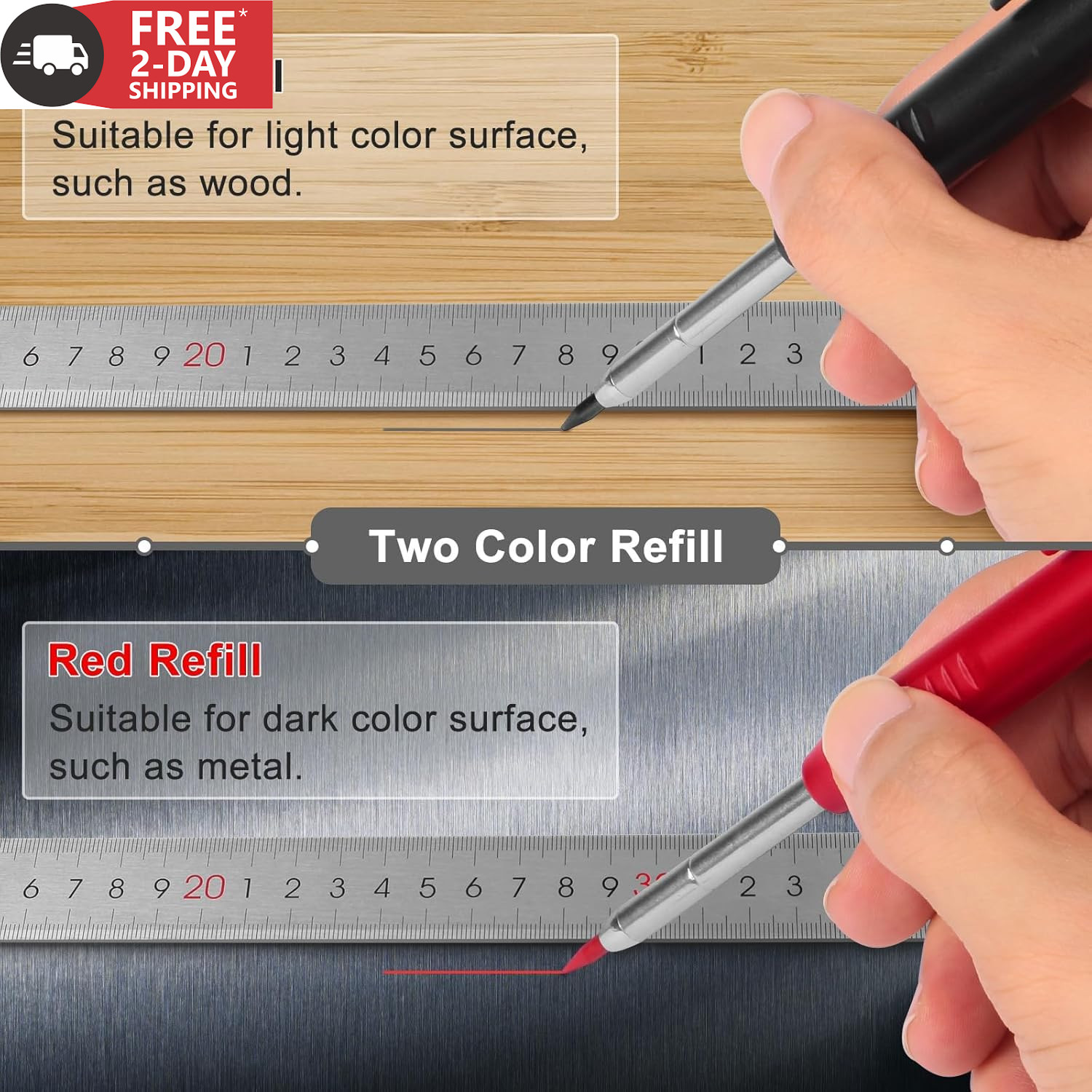2 Pack Carpenter Pencils Mechanical Pencils with 12 Refills, Construction Pencil