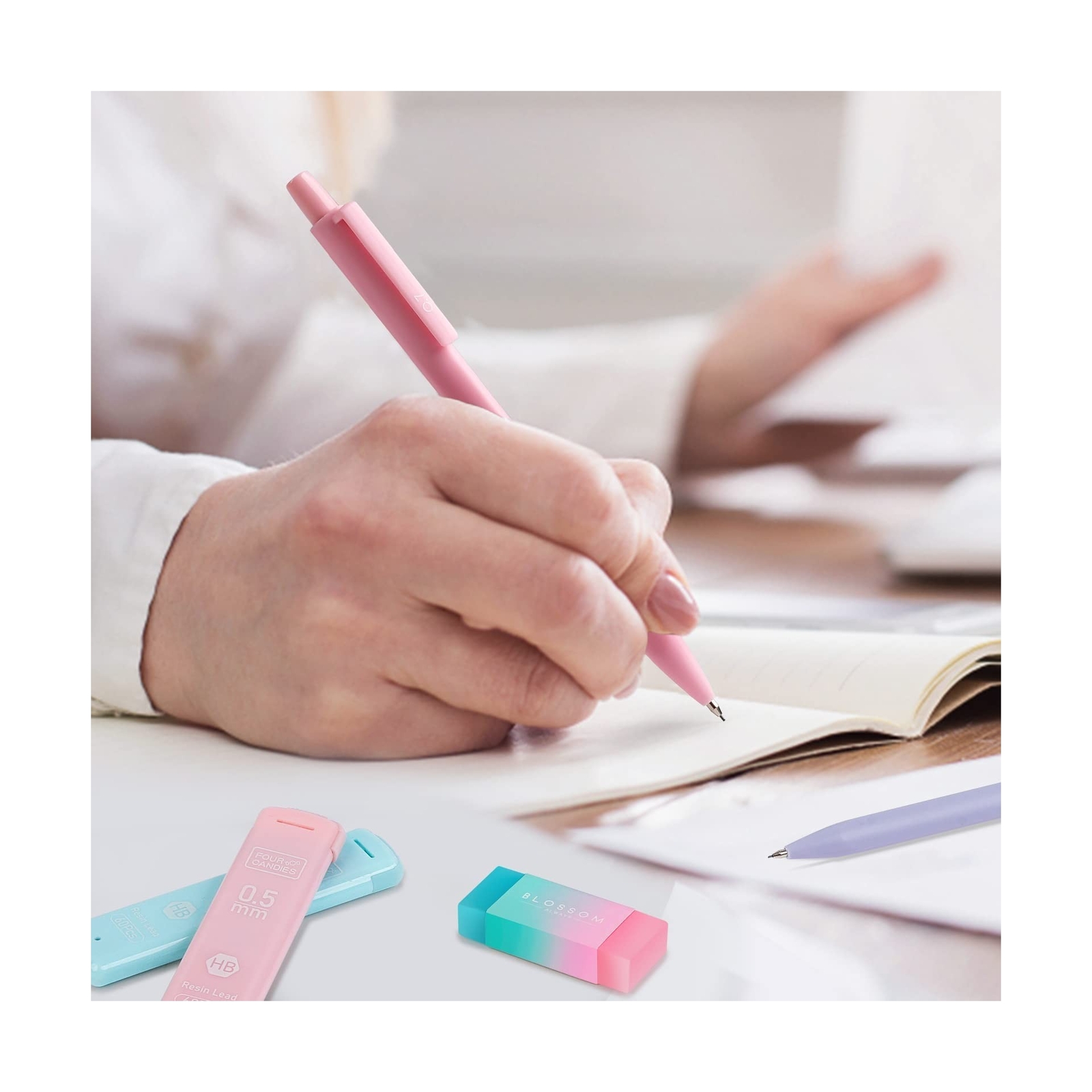 Four Candies Cute Mechanical Pencil Set, 6PCS Pastel Mechanical Pencils 0.5 &…