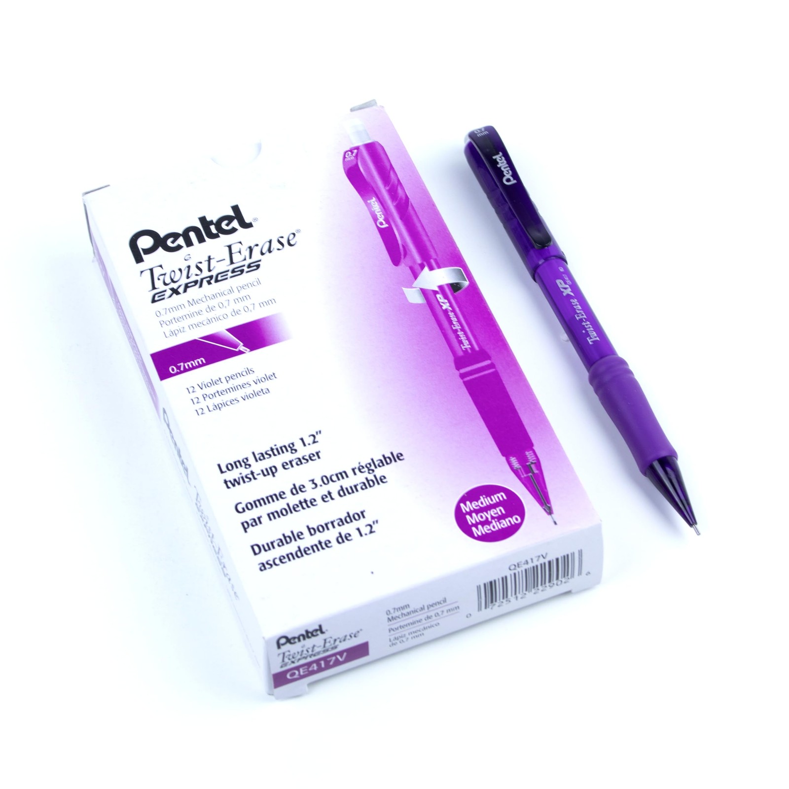 Pentel Twist Erase EXPRESS Automatic Pencil, 0.7mm Lead Size, Violet Barrel, …