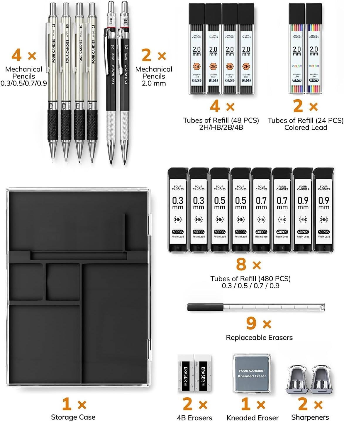 Artisan 27PCS Mechanical Pencil Set – Multiple Sizes & Colors for Masterpieces
