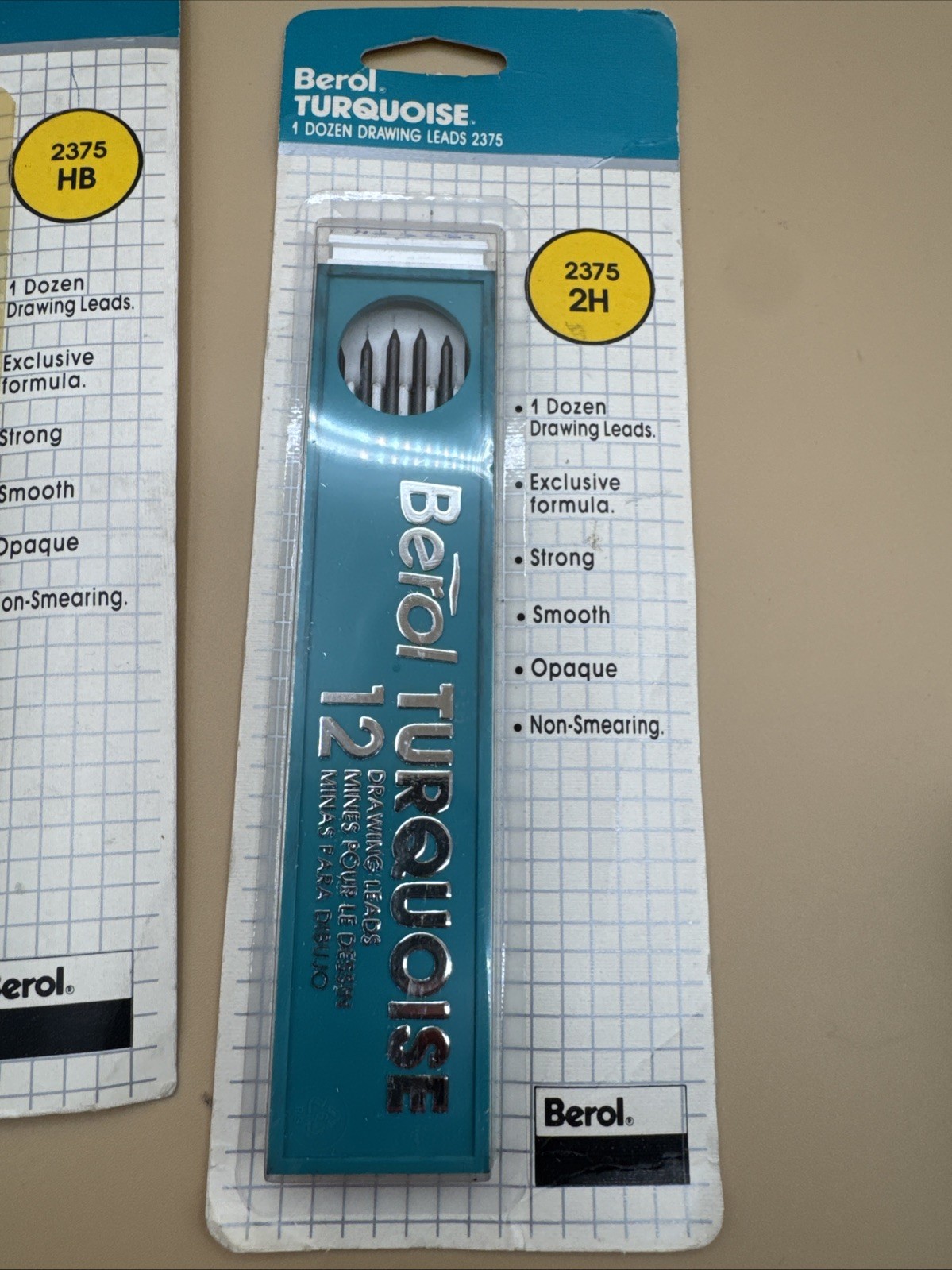 Berol Turquoise Drawing Leads Lot Of 5 Packs w/ 12 ea #2375 H 2H HB 3H NOS Bonus