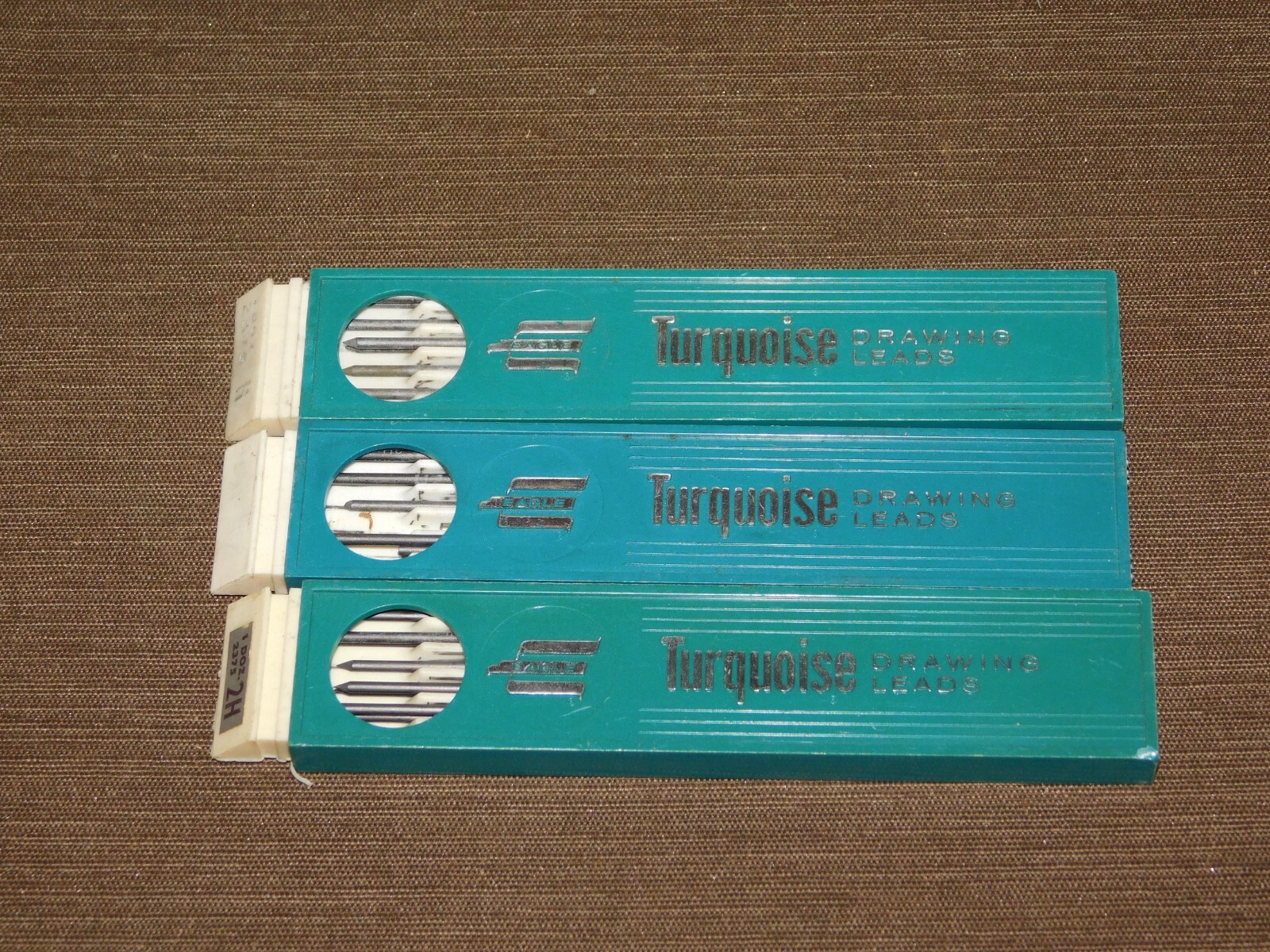 VINTAGE MECHANICAL PENCILS OFFICE 3 EAGLE TURQUOISE DRAWING LEADS