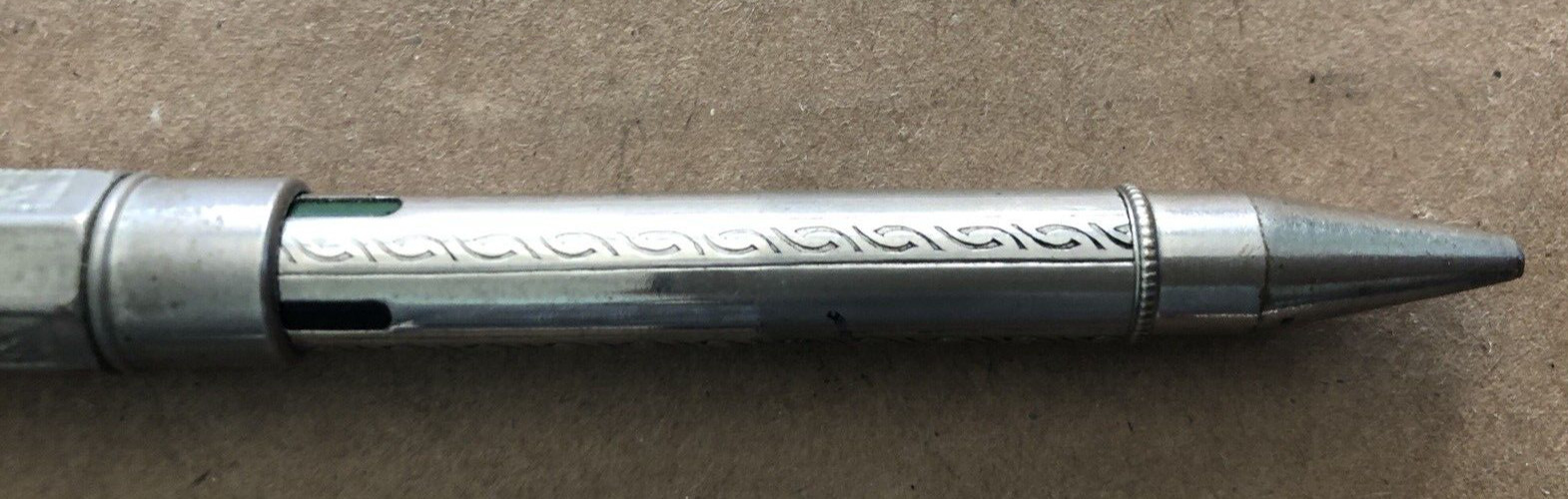 Vintage GERMANY Mechanical Pencil Silver Tone Fancy Art Deco 4 FOUR COLOR