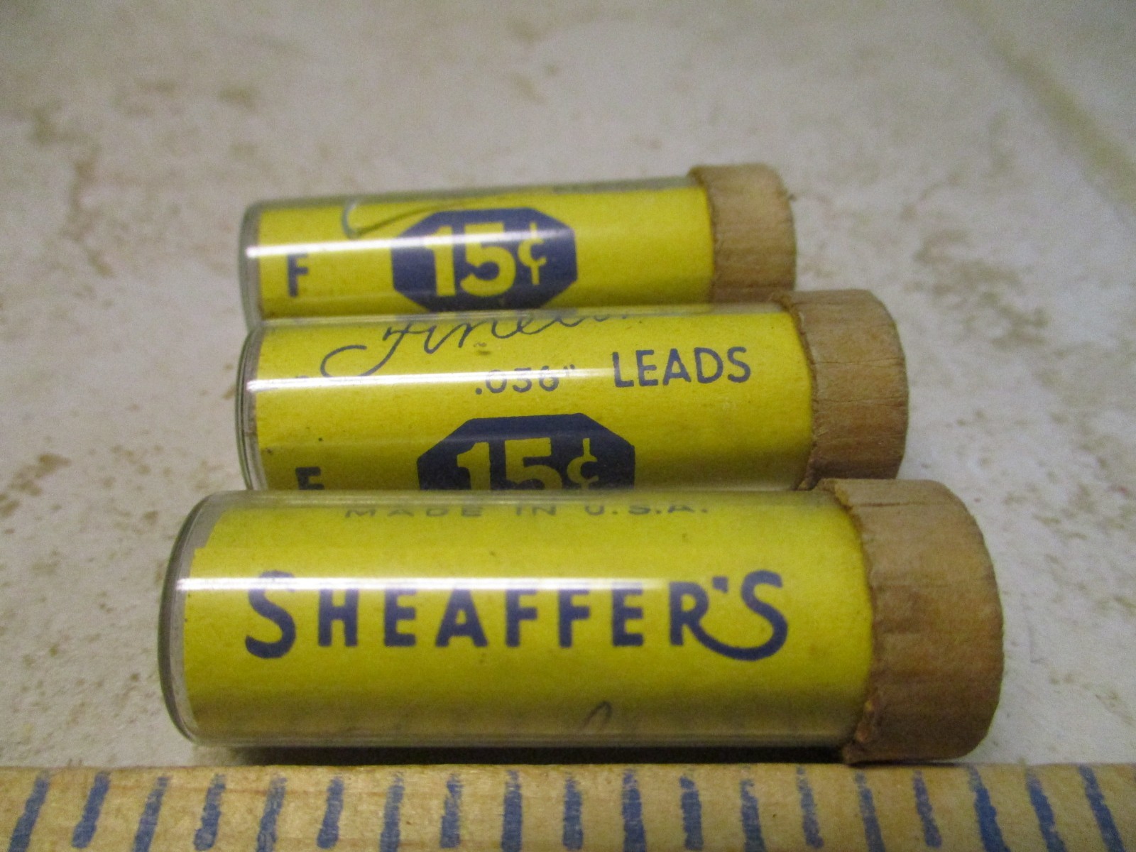 VTG Sheaffers Fineline .036 Leads F Glass Tubes Qty3 Mechanical Pencil L25