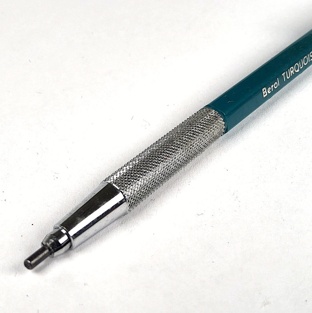 Vintage Berol Turquoise 10C Lead Holder Drafting Pencil Japan Red Button NM