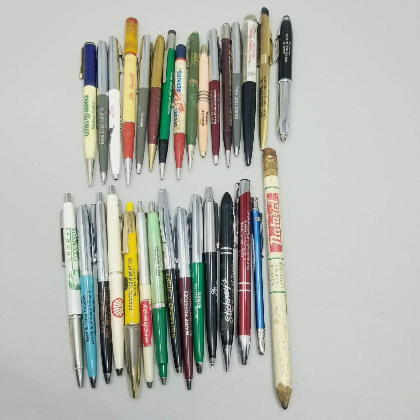 Vintage Advertising Pen Mechanical Pencil Mixed Lot of 31 AS IS