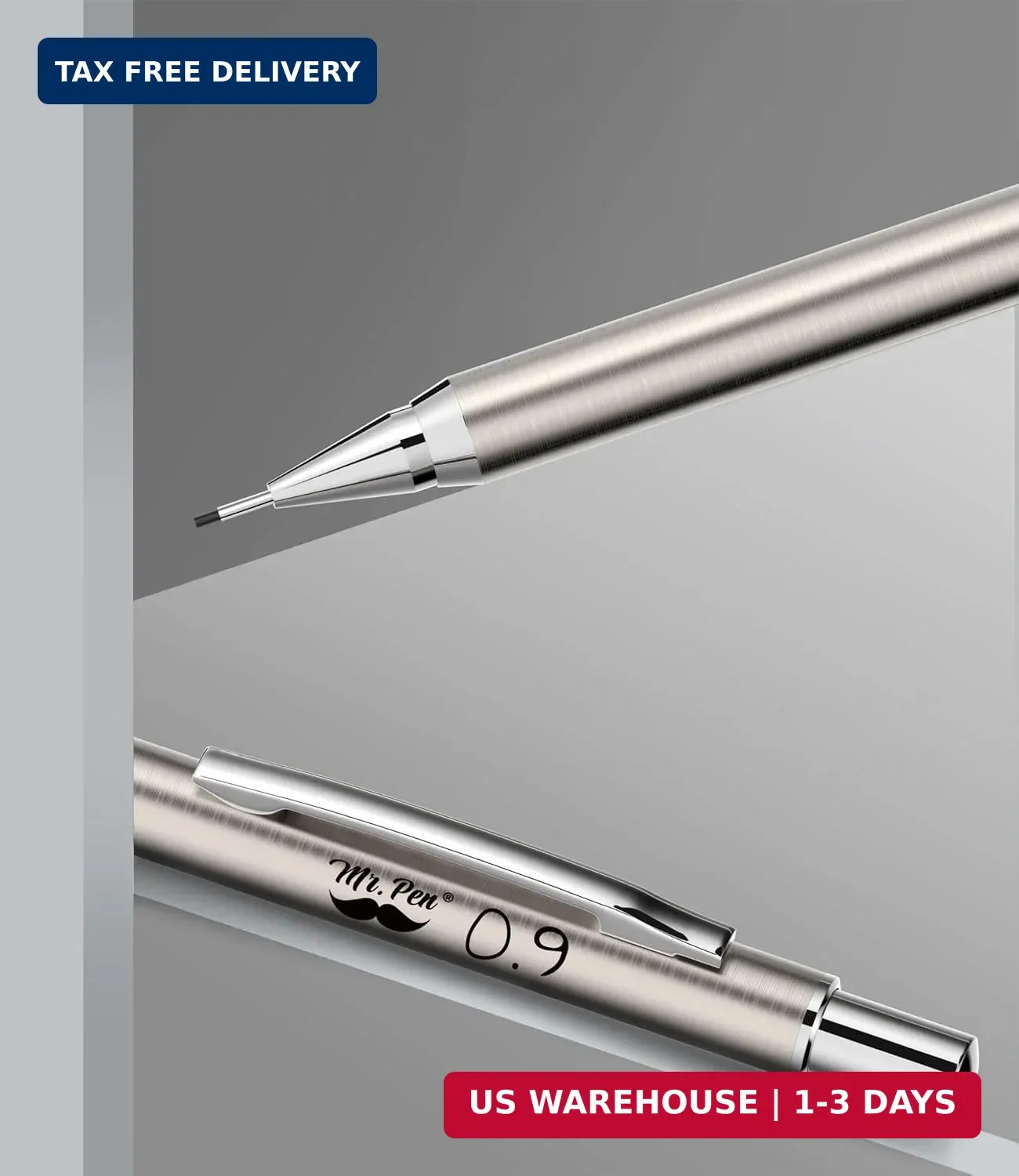 Mr. Pen- Metal Mechanical Pencil Set with Lead Refills & Erasers, 2 Pack, 0.9mm,