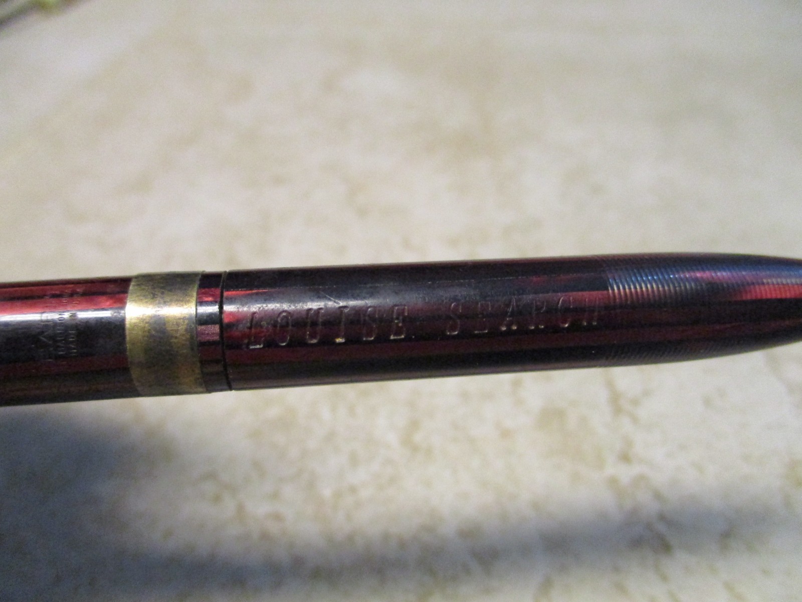 Sheaffer Balance Carmine Red Striated Mechanical Pencil w/Jeweler’s Band 1940’s