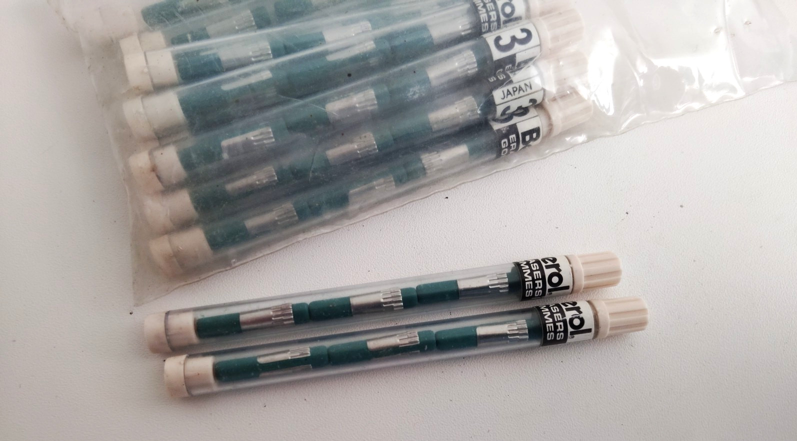 Vintage Berol Turquoise Erasers for Mechanical Pencils of Thin Lead Z-20 One Doz