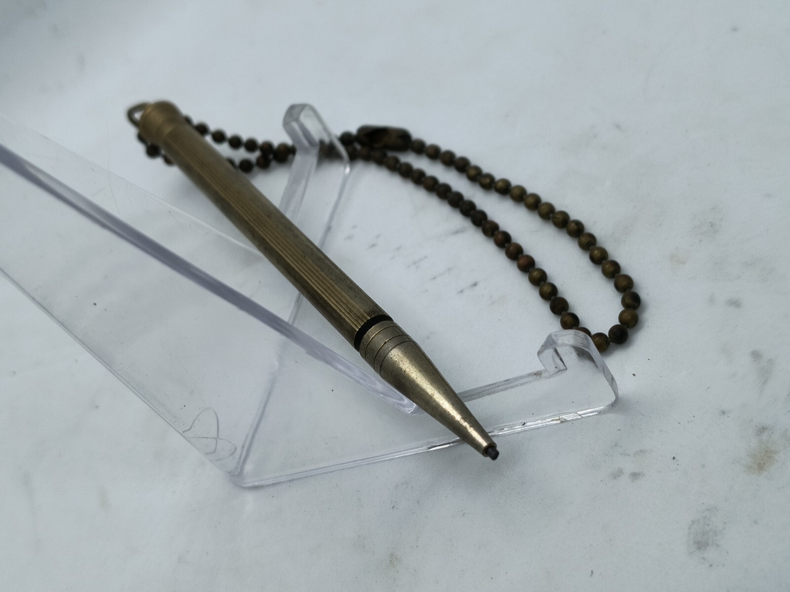 Brass Round Strip Mechanical Pencil, VTG 3 1/2″ long, 1.18mm lead. Unbranded.