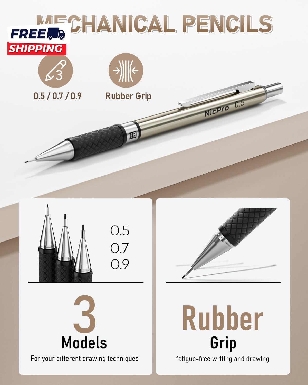 35PCS Art Mechanical Pencil Set 3 PCS Metal Drafting Pencil 0.5 Mm & 0.7 Mm & 0.