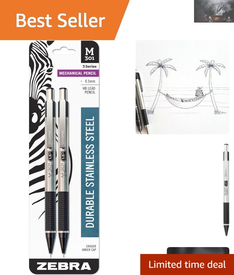 Elegant M-301 0.5mm Fine Point Mechanical Pencils – Refined Writing, 2-Pack