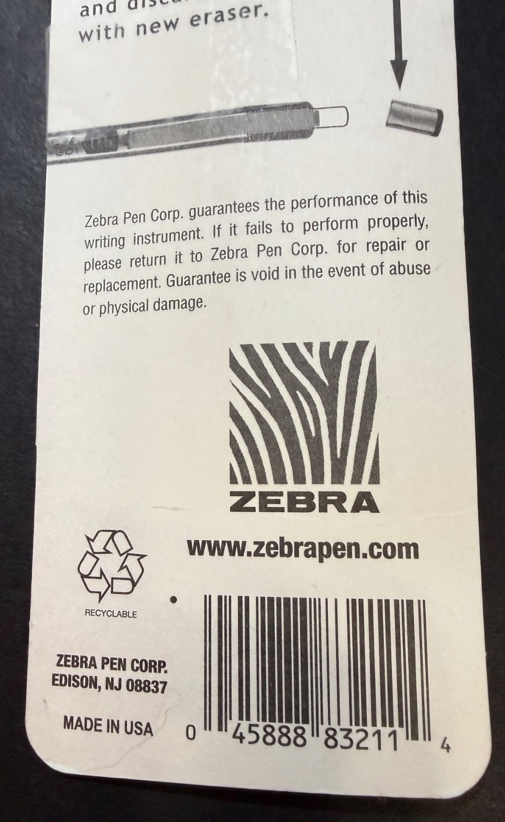 Zebra Pencil Eraser Refill 7-count (6 Packs) Mechanical M-301 M-402 Brand New