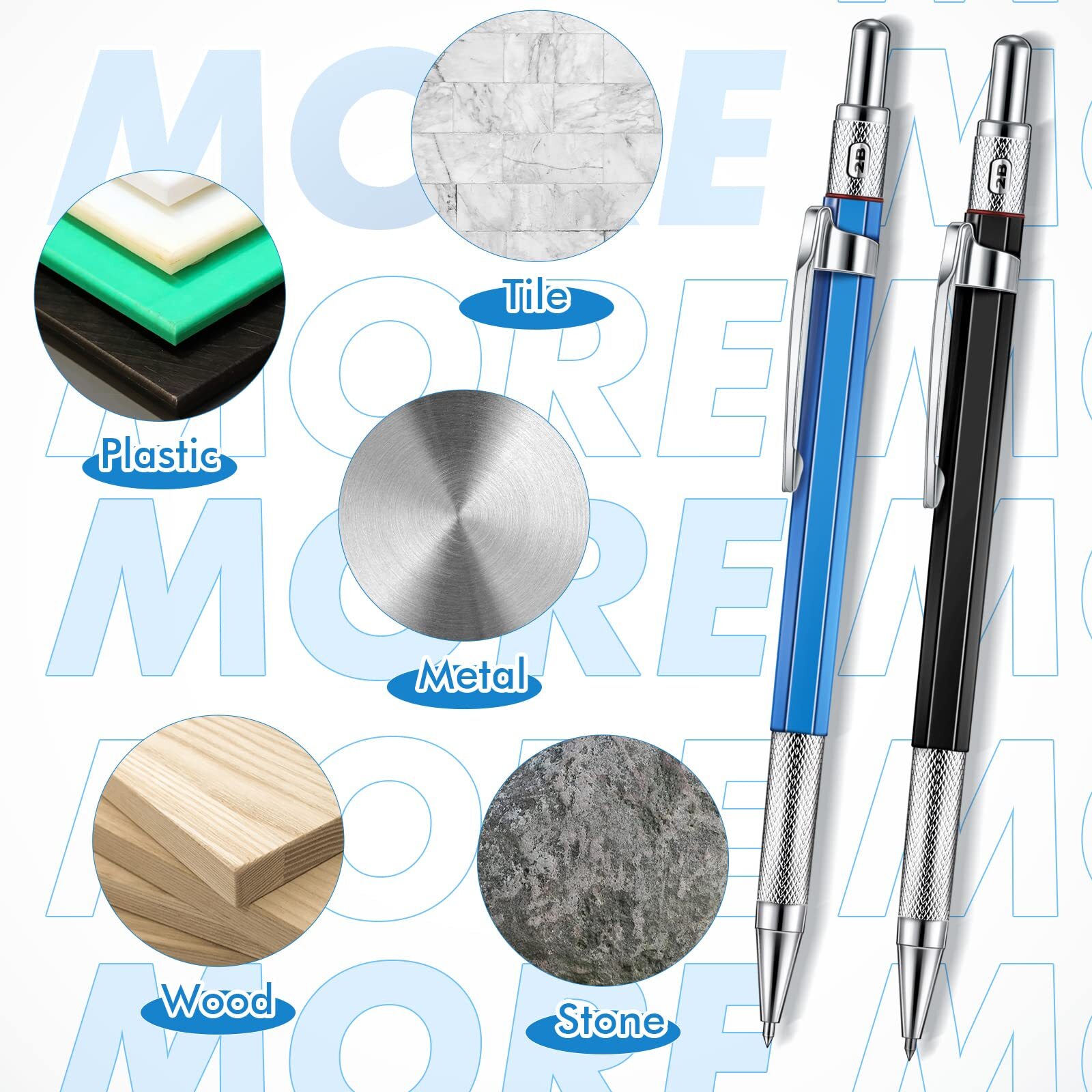 6 Pack Welders Mechanical Pencil Metal Marker with 96 Pcs Silver Round Refills